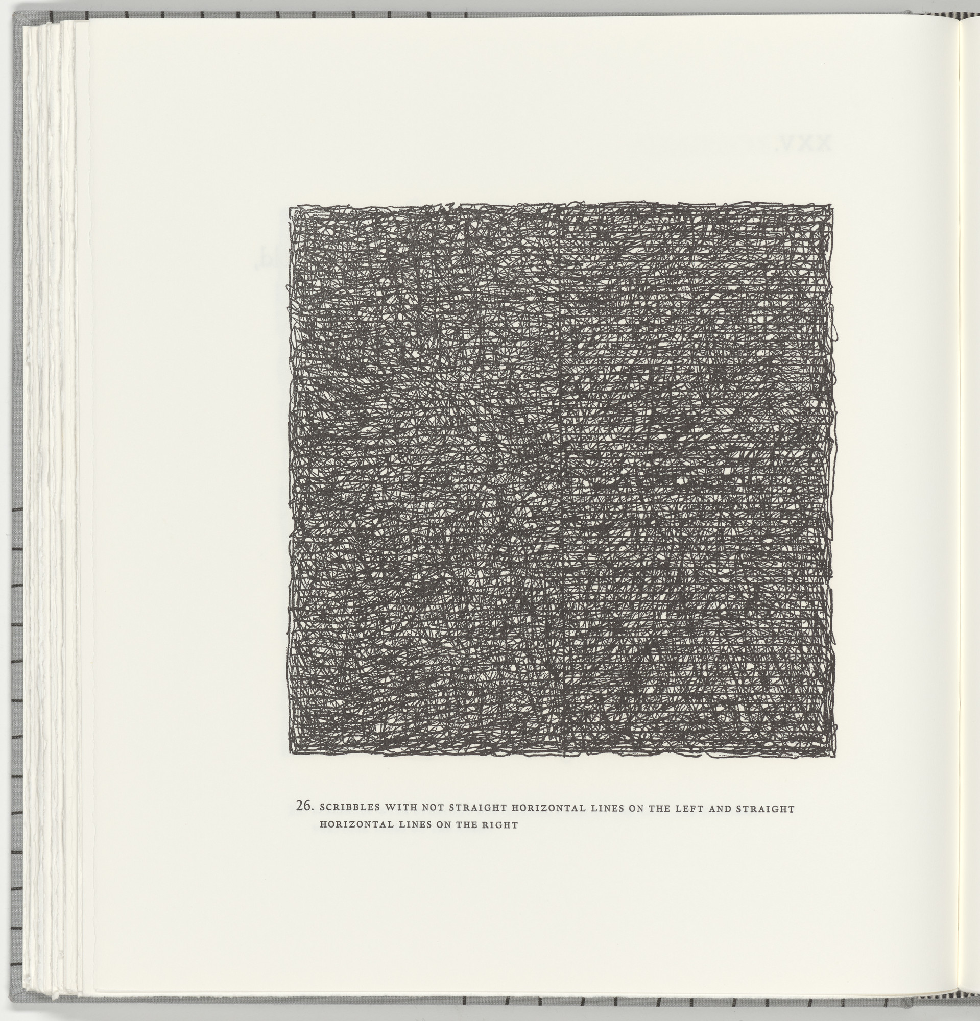Sol LeWitt. Scribbles with Not Straight Horizontal Lines on the Left and Straight Horizontal Lines on the Right (plate 26) from Squarings