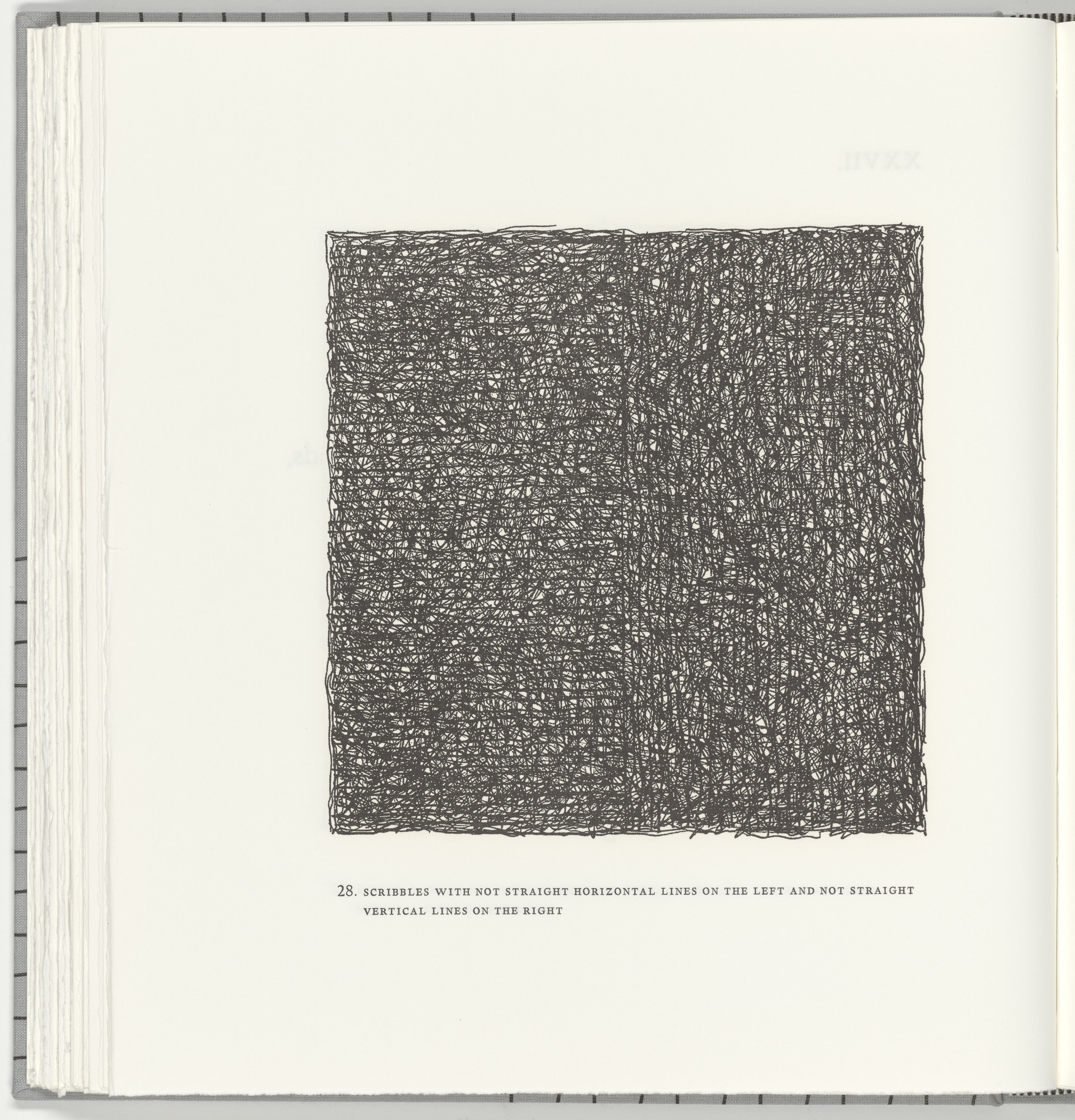 Sol LeWitt. Scribbles with Not Straight Horizontal Lines on the Left and Not Straight Vertical Lines on the Right (plate 28) from Squarings