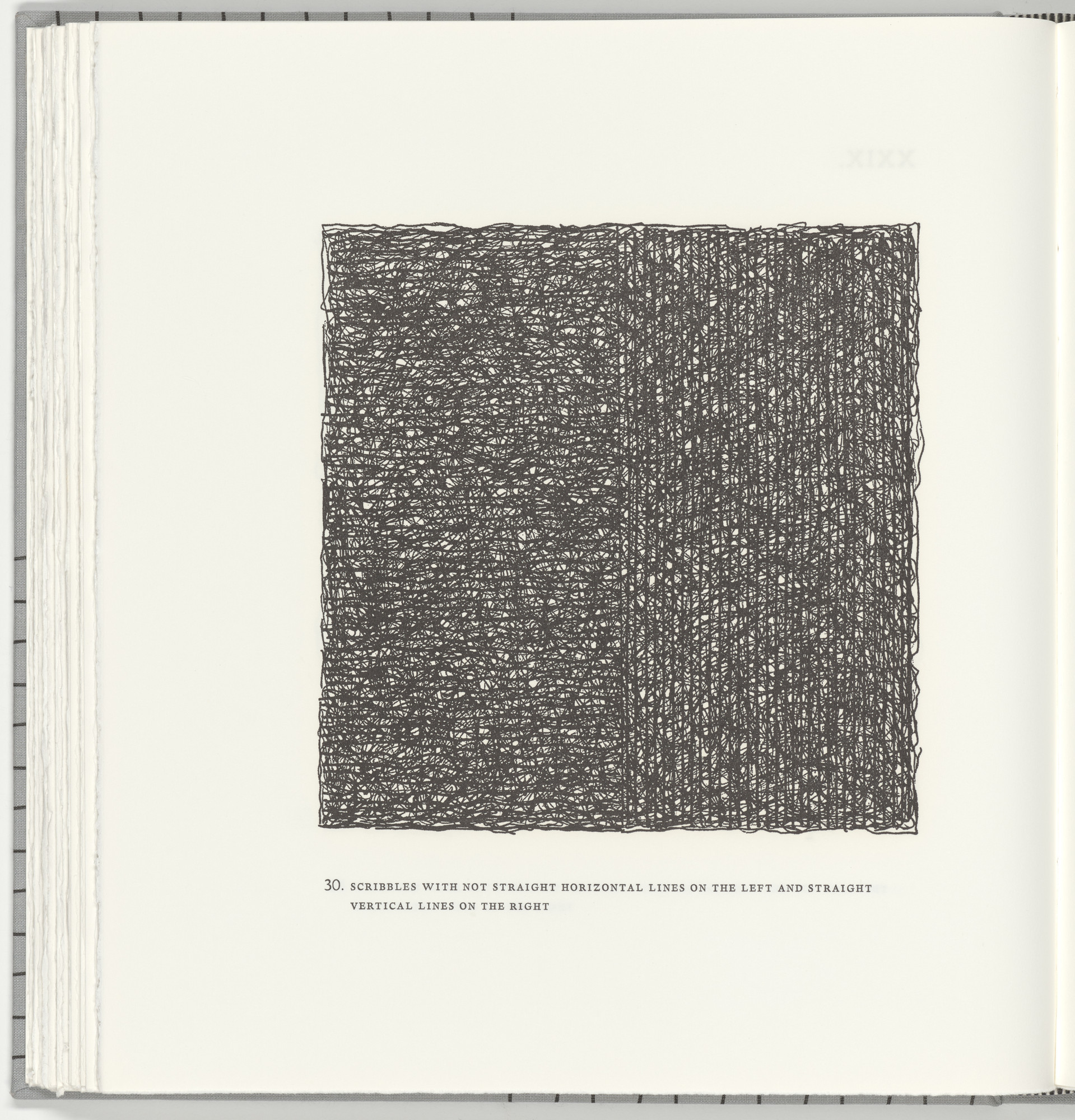 Sol LeWitt. Scribbles with Not Straight Horizontal Lines on the Left and Straight Vertical Lines on the Right (plate 30) from Squarings