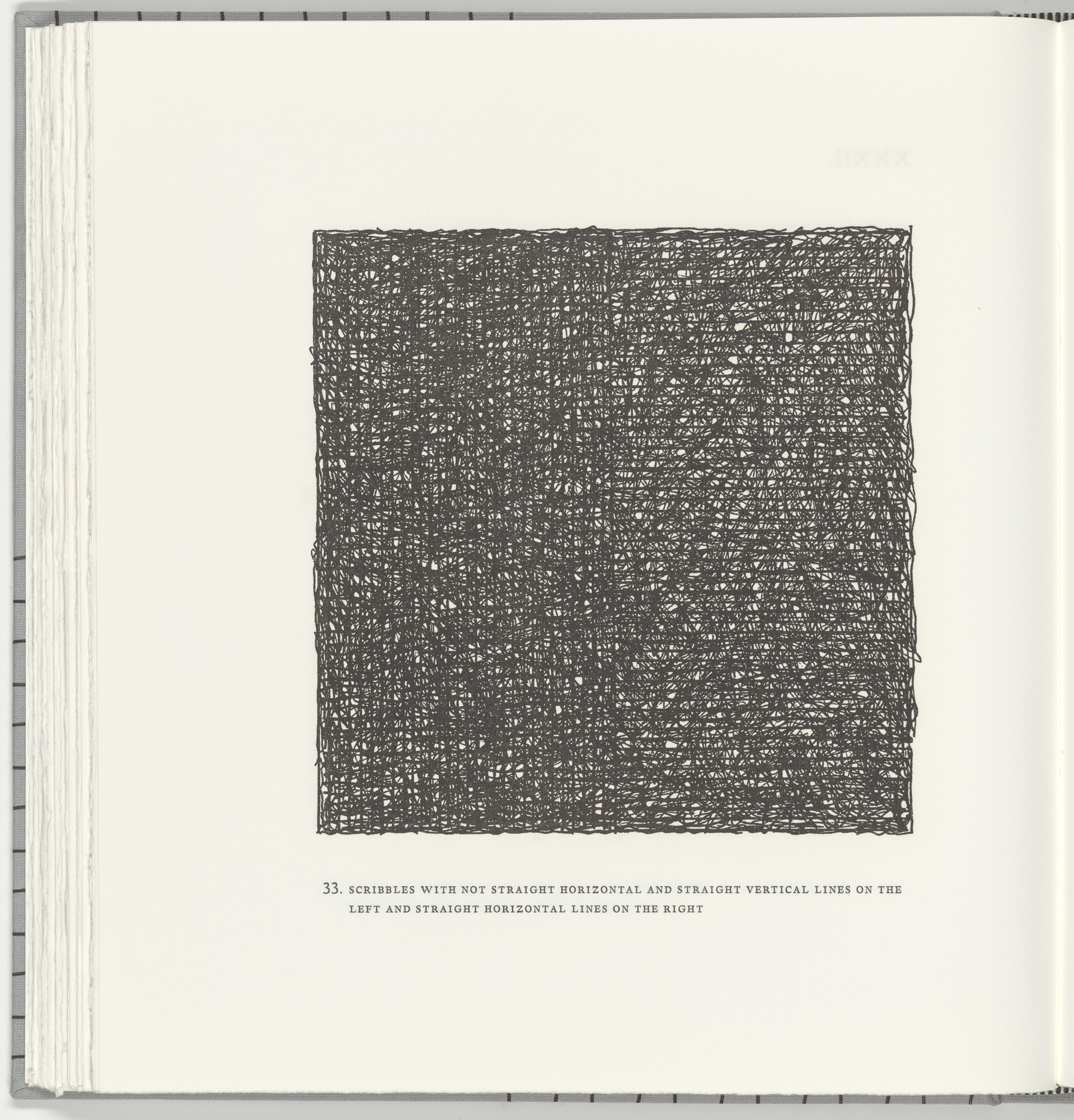 Sol LeWitt. Scribbles with Not Straight Horizontal and Straight Vertical Lines on the Left and Straight Horizontal Lines on the Right (plate 33) from Squarings