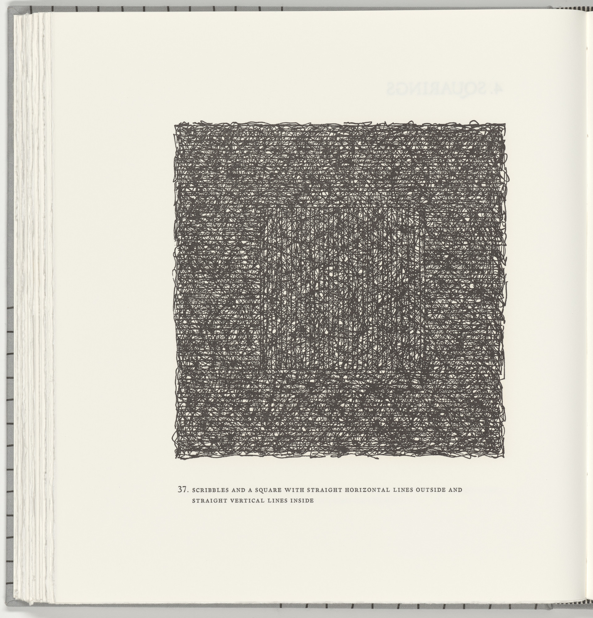 Sol LeWitt. Scribbles and a Square with Straight Horizontal Lines Outside and Straight Vertical Lines Inside (plate 37) from Squarings