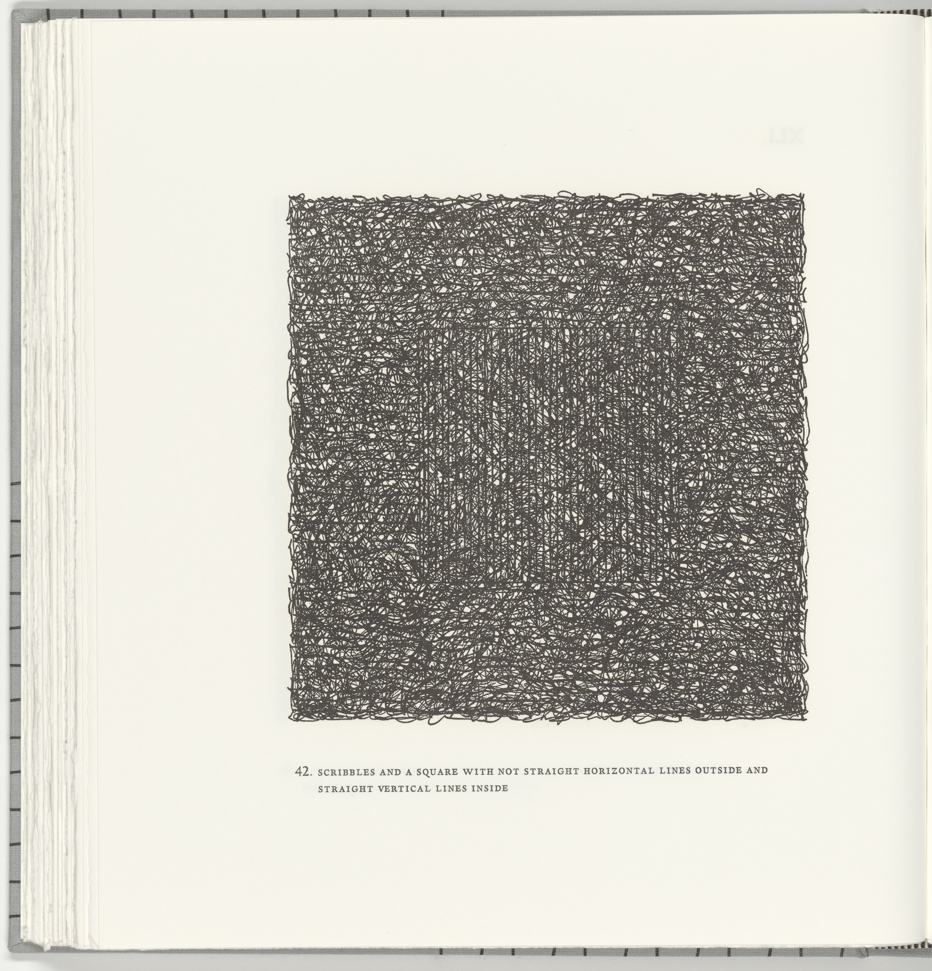 Sol LeWitt. Scribbles and a Square with Not Straight Horizontal Lines Outside and Straight Vertical Lines Inside (plate 42) from Squarings