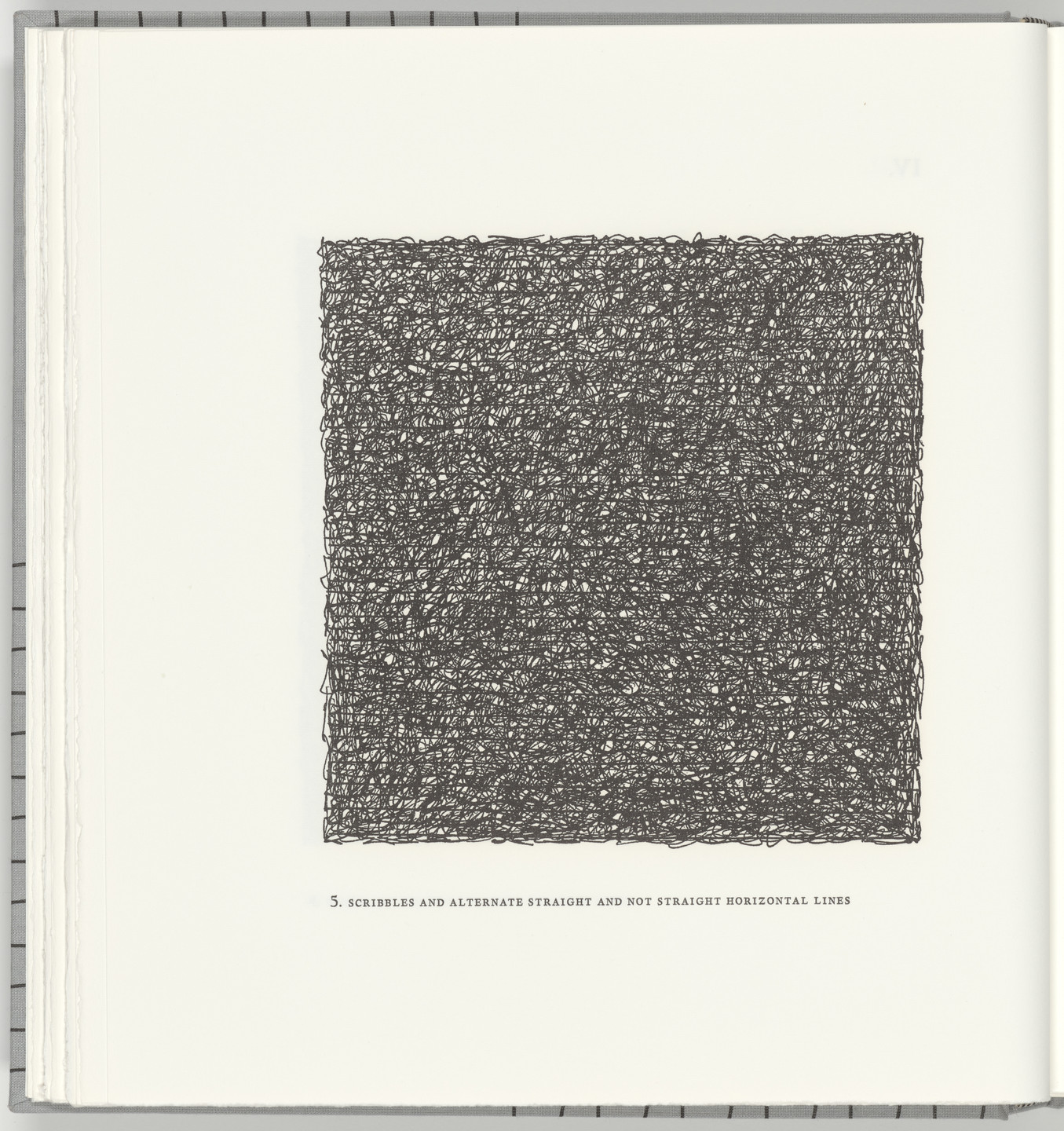 Sol LeWitt. Scribbles and Alternate Straight and Not Straight Horizontal Lines (plate 5) from Squarings. 2003