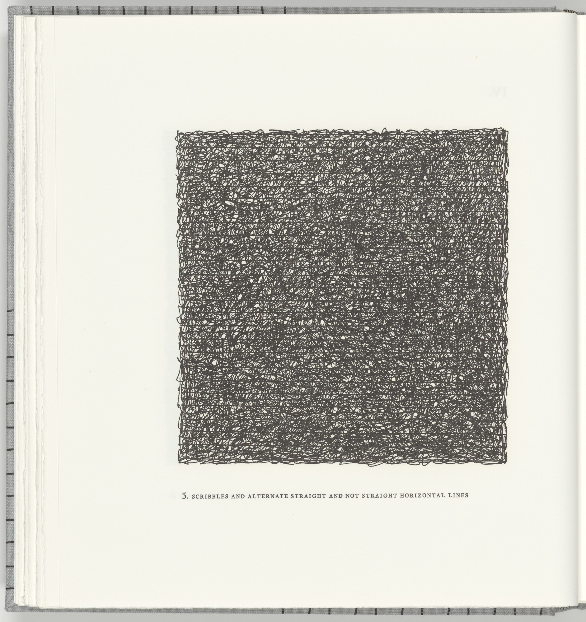 Sol LeWitt. Scribbles and Alternate Straight and Not Straight Horizontal Lines (plate 5) from Squarings