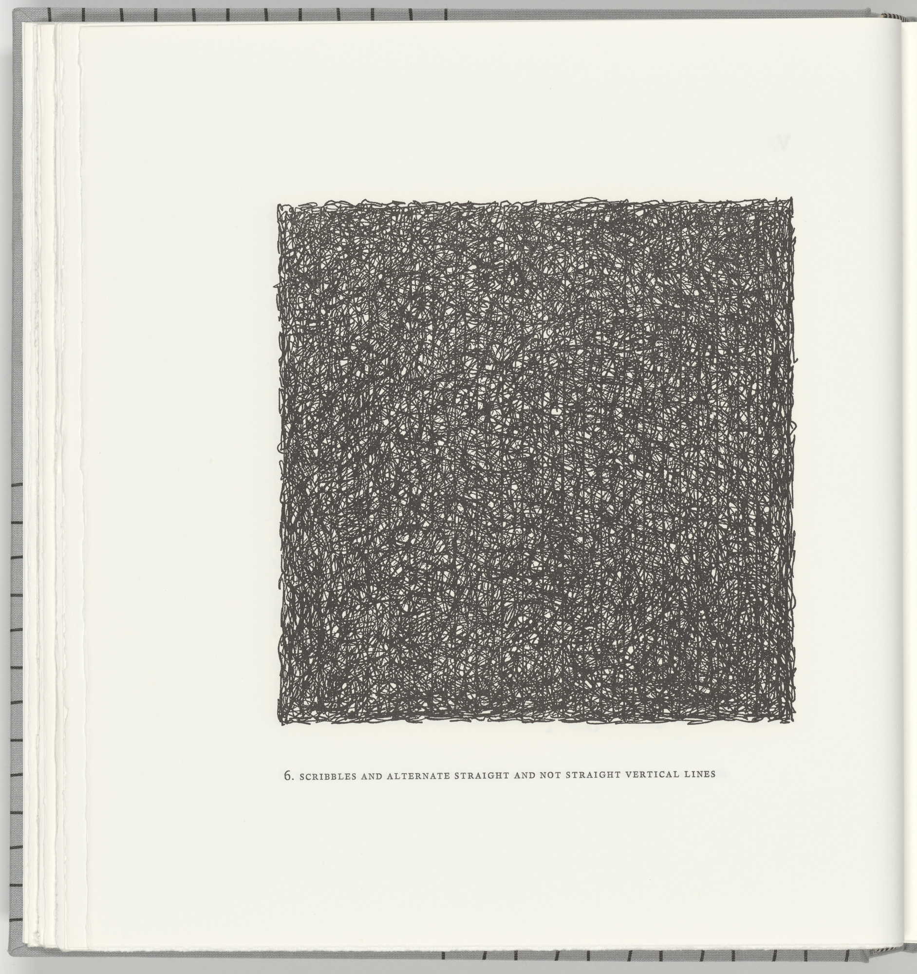 Sol LeWitt. Scribbles and Alternate Straight and Not Straight Vertical Lines (plate 6) from Squarings