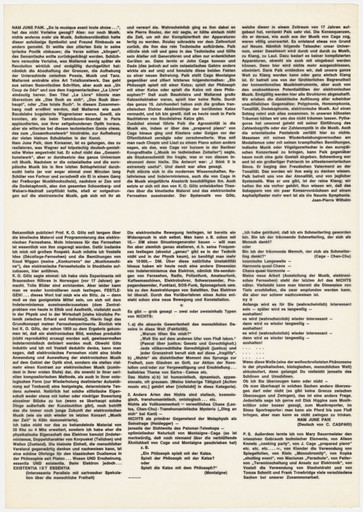 Nam June Paik. Poster for Exposition of Music – Electronic Television, Galerie Parnass, Wuppertal, March 11–20, 1963. 1963