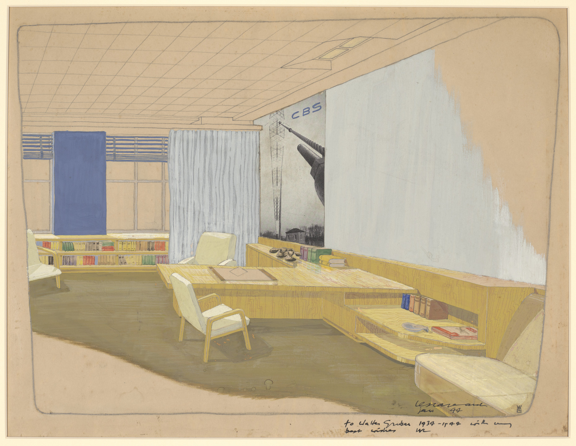 William Lescaze. CBS office interior. 1944
