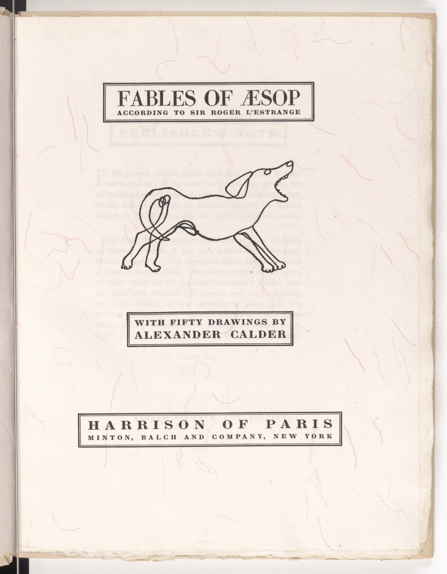 Alexander Calder. Title page (folio 4) from Fables of Aesop