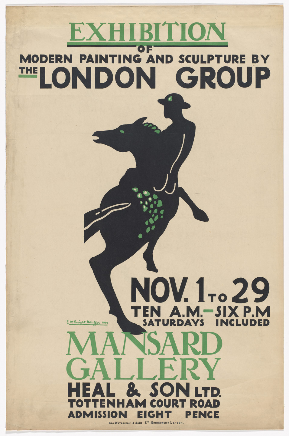 E. McKnight Kauffer. The London Group (Poster for an exhibition at the Mansard Gallery). 1917