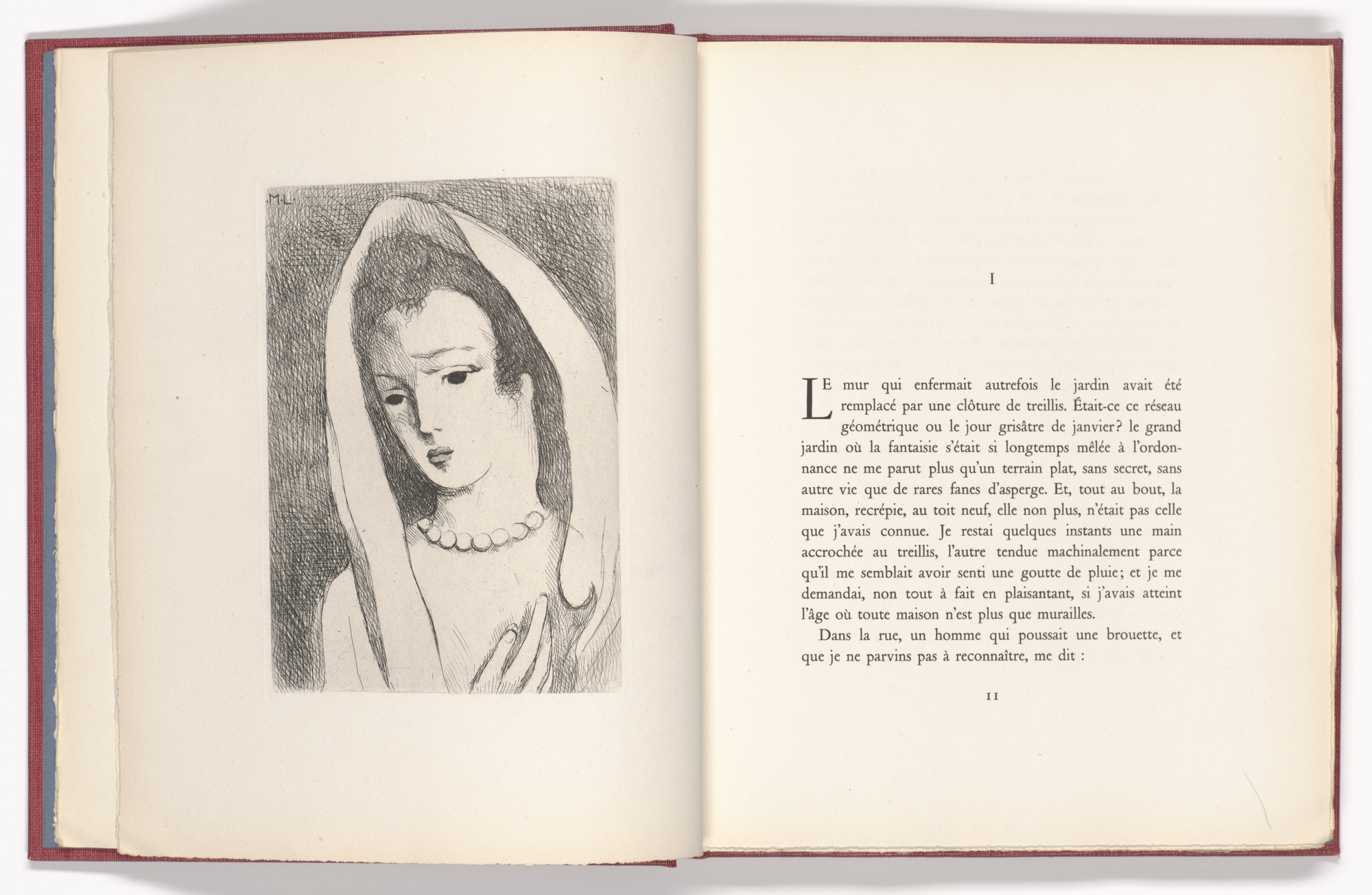 Marie Laurencin. Jeune femme inquiète (Young, Worried Woman) (plate, page 10) from Antarès. 1944