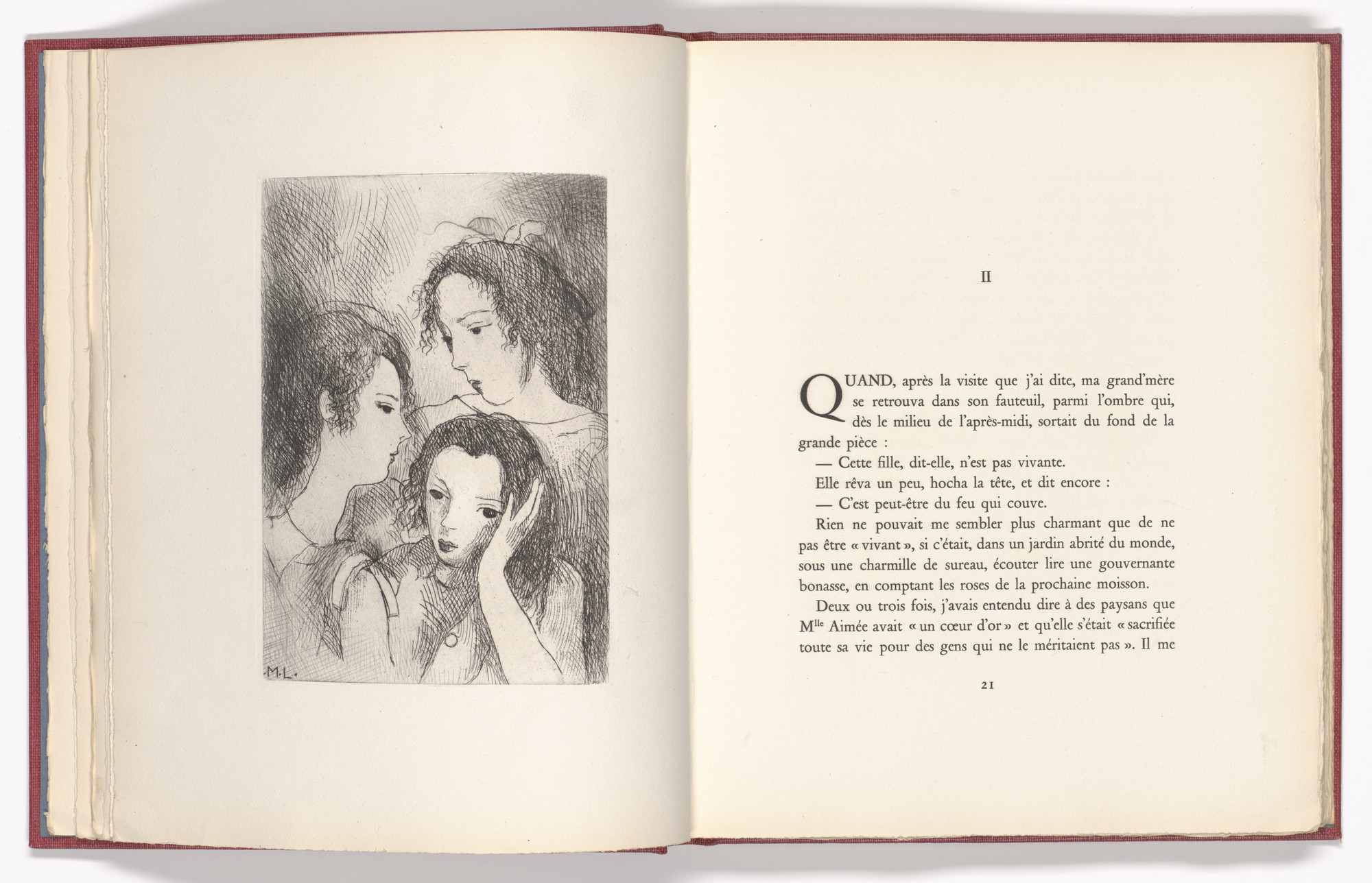 Marie Laurencin. Trois jeunes filles (Three Young Girls) (plate, page 20) from Antarès. 1944