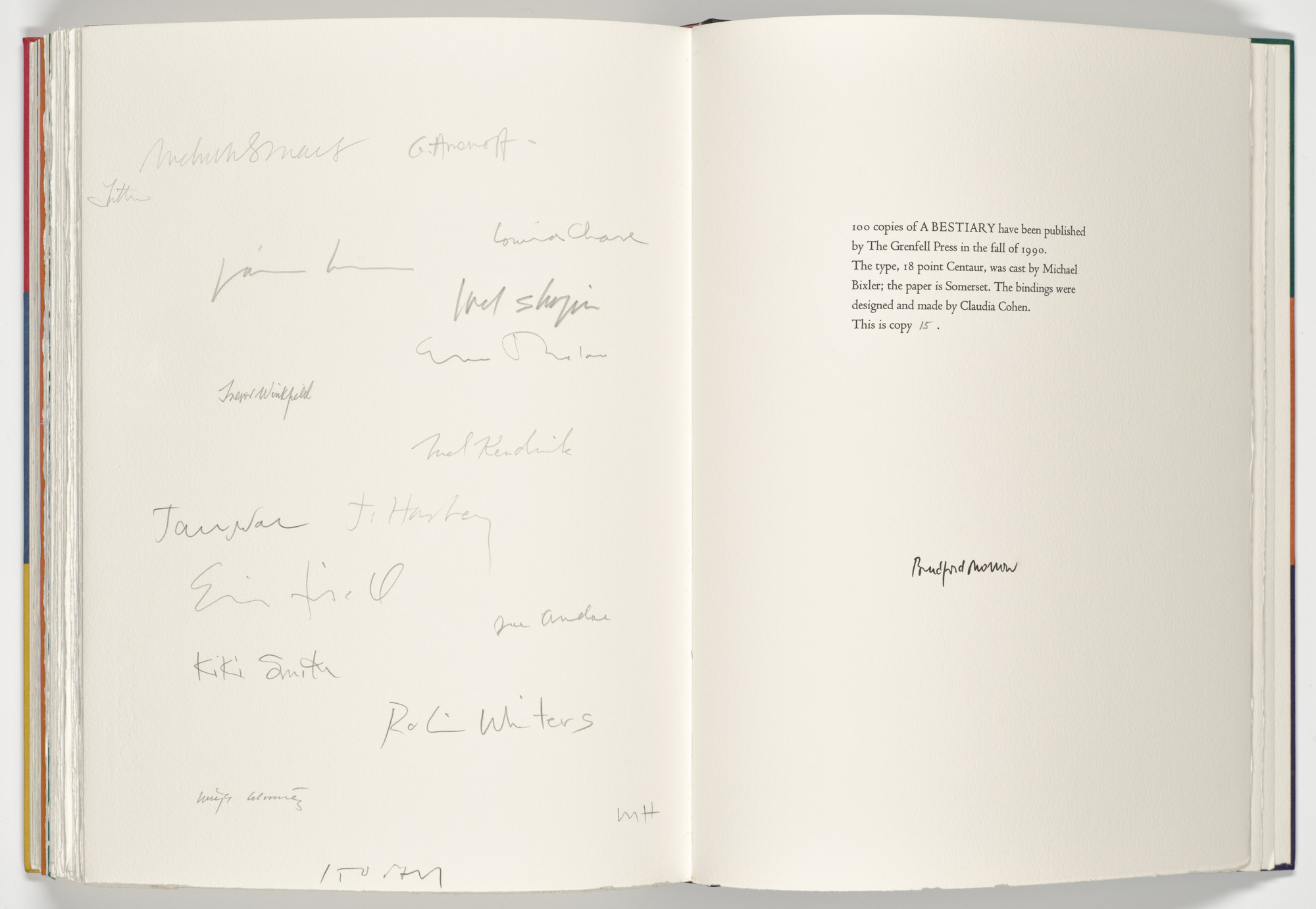 Various Artists, Gregory Amenoff, Joe Andoe, James Brown, Vija Celmins, Louisa Chase, Eric Fischl, Jan Hashey, Michael Hurson, Mel Kendrick, James Nares, Ellen Phelan, Joel Shapiro, Kiki Smith, David Storey, Michelle Stuart, Richard Tuttle, Trevor Winkfield, Robin Winters. A Bestiary. 1990