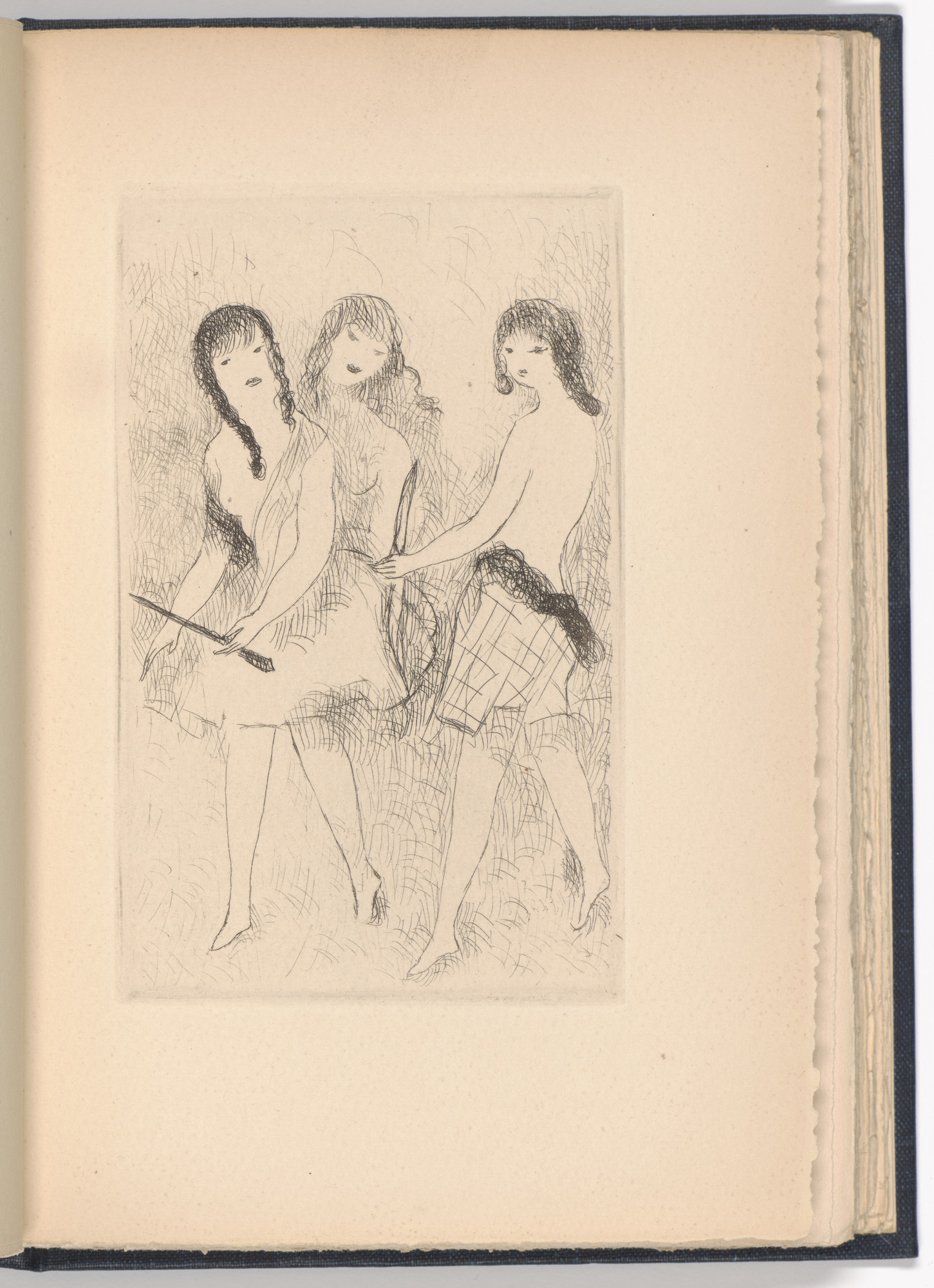 Marie Laurencin. Trois jeunes filles jouant à l'arc ( Three Girls Playing Archery ) (plate, folio before page 1) from Dix filles dans un pré ( Ten Girls in a Meadow )