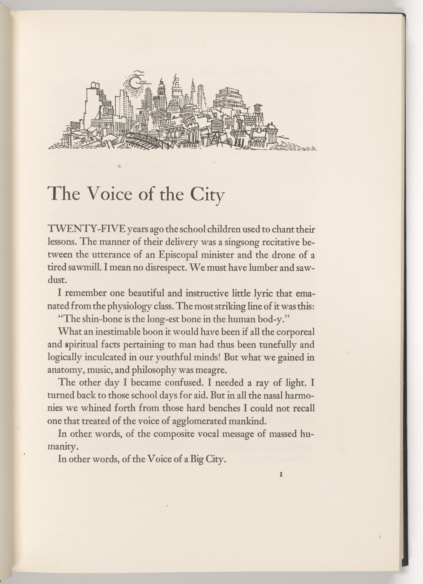 George Grosz. Headpiece (page 1) from The Voice of the City and Other Stories