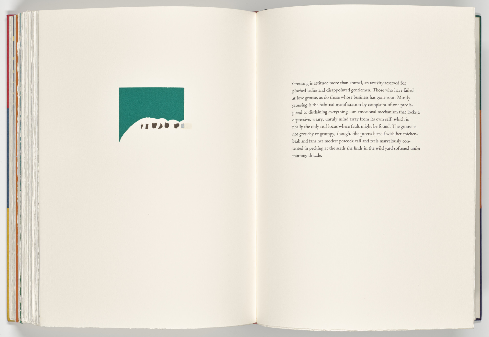 Richard Tuttle. Grouse (plate, folio 75 verso) from A Bestiary