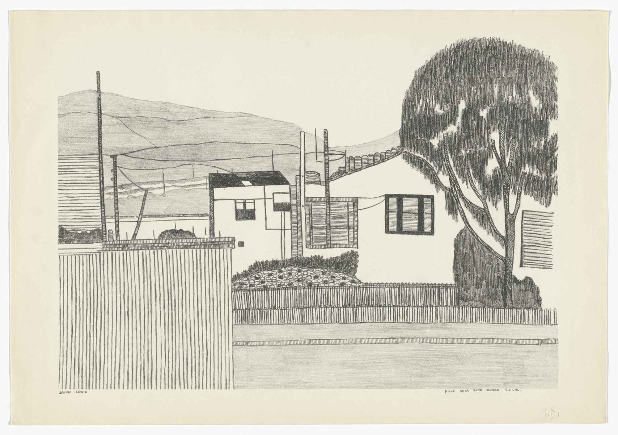 Jennie Lewis. Hills Near Sand Dunes; San Francisco California