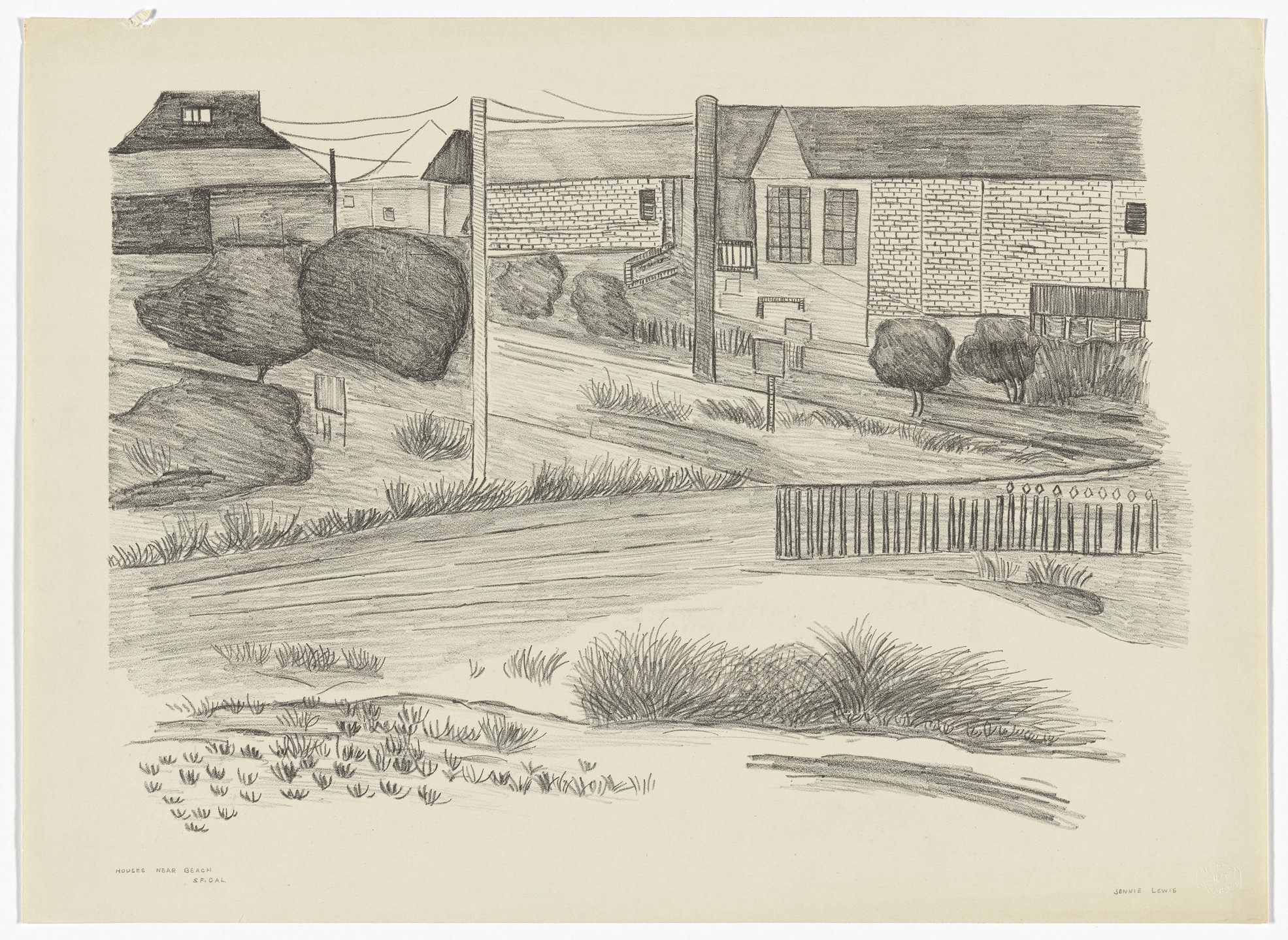 Jennie Lewis. Houses Near Beach; San Francisco California. c. 1935–43