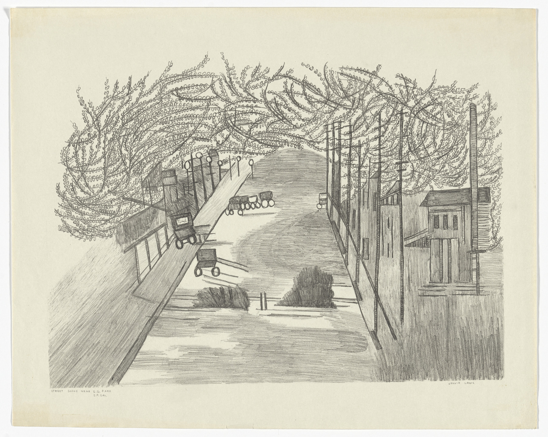 Jennie Lewis. Street Scene Near G.G. Park; San Francisco California. c. 1935–43