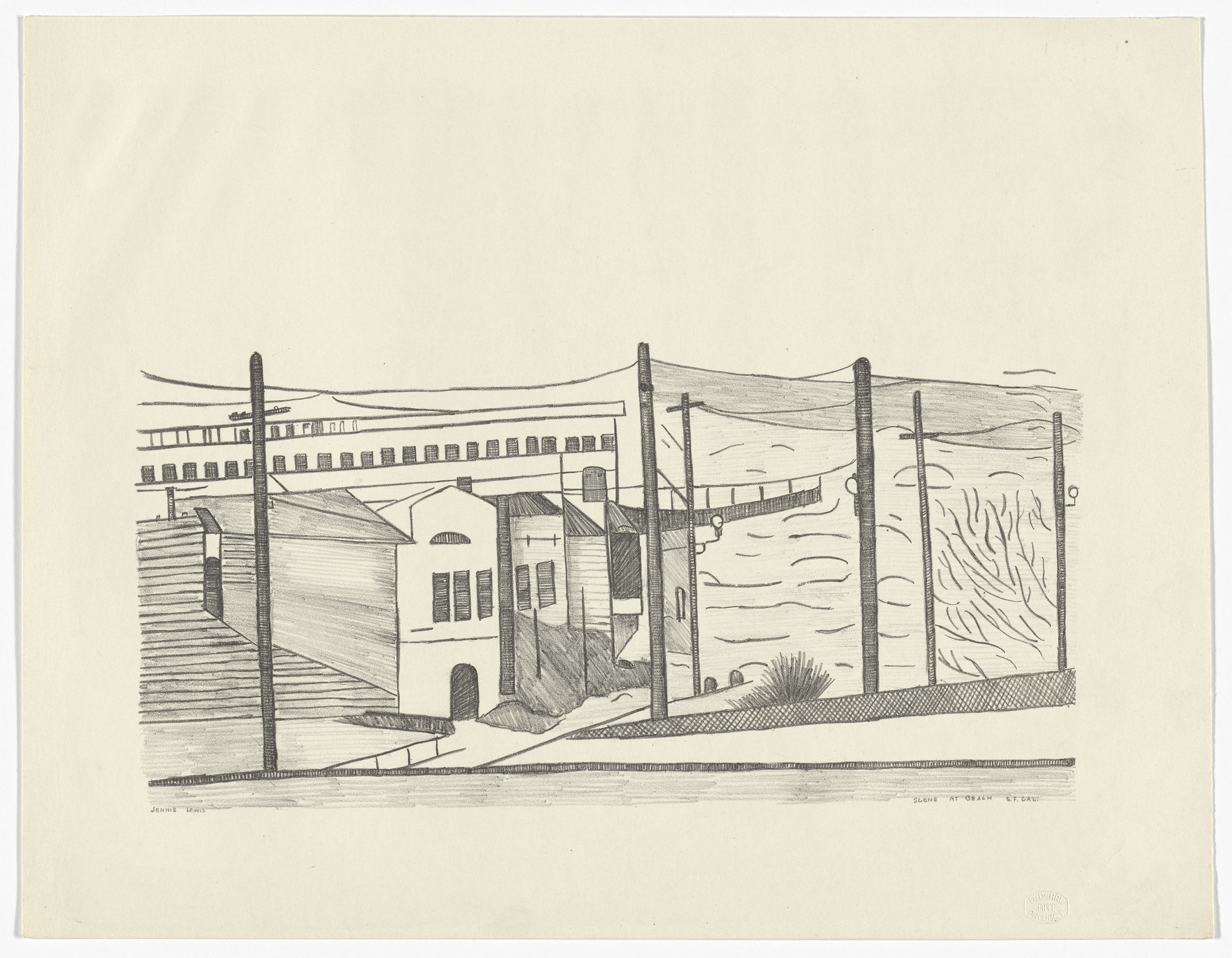 Jennie Lewis. Scene at Beach; San Francisco California