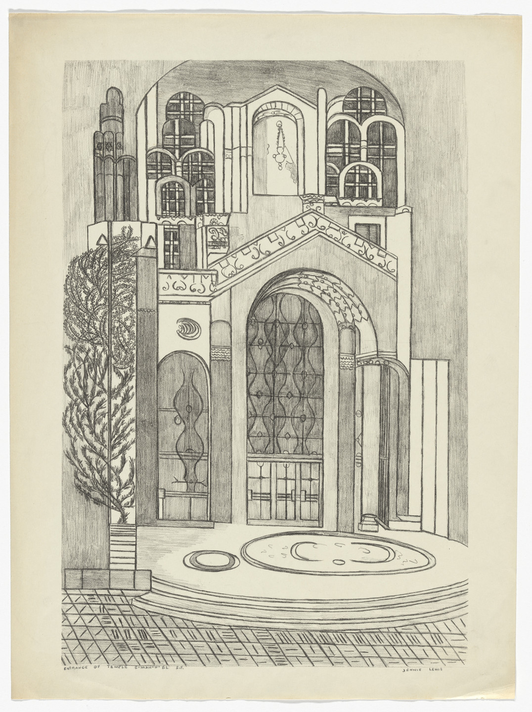 Jennie Lewis. Entrance of Temple E-man-u-el, San Francisco. c. 1935–43