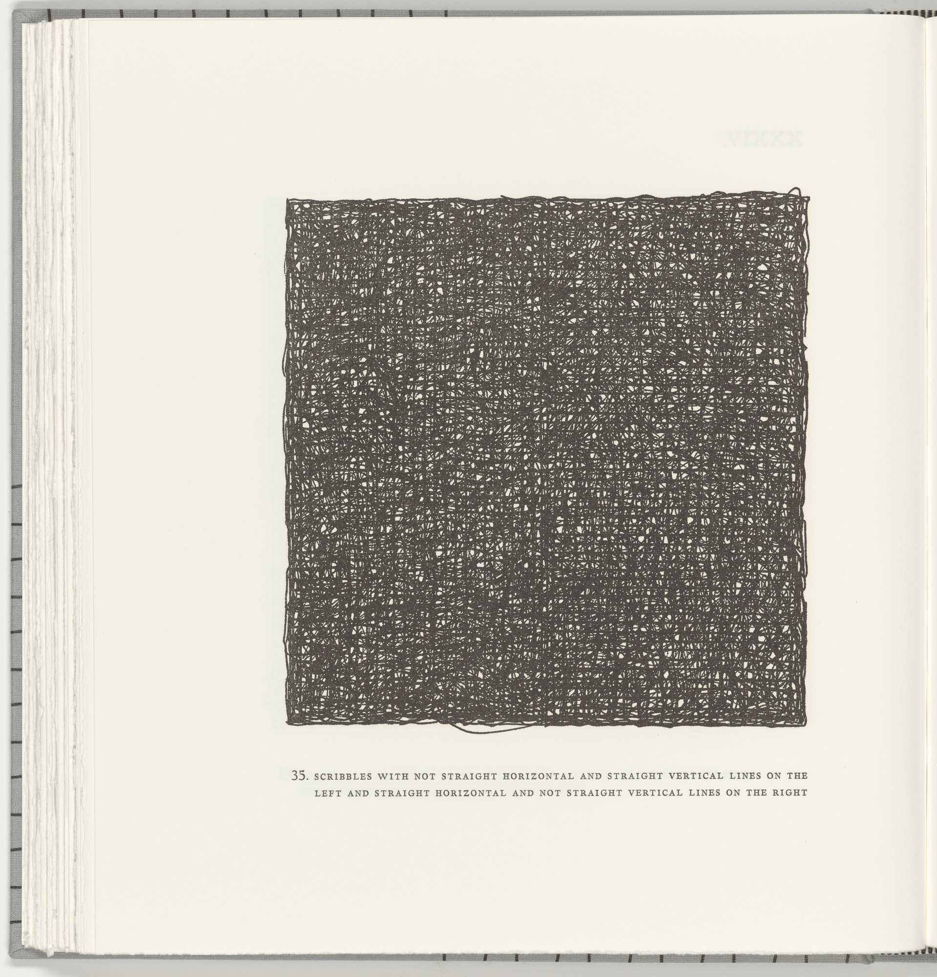 Sol LeWitt. Scribbles with Not Straight Horizontal and Straight Vertical Lines on the Left and Straight Horizontal and Not Straight Vertical Lines on the Right (plate 35) from Squarings