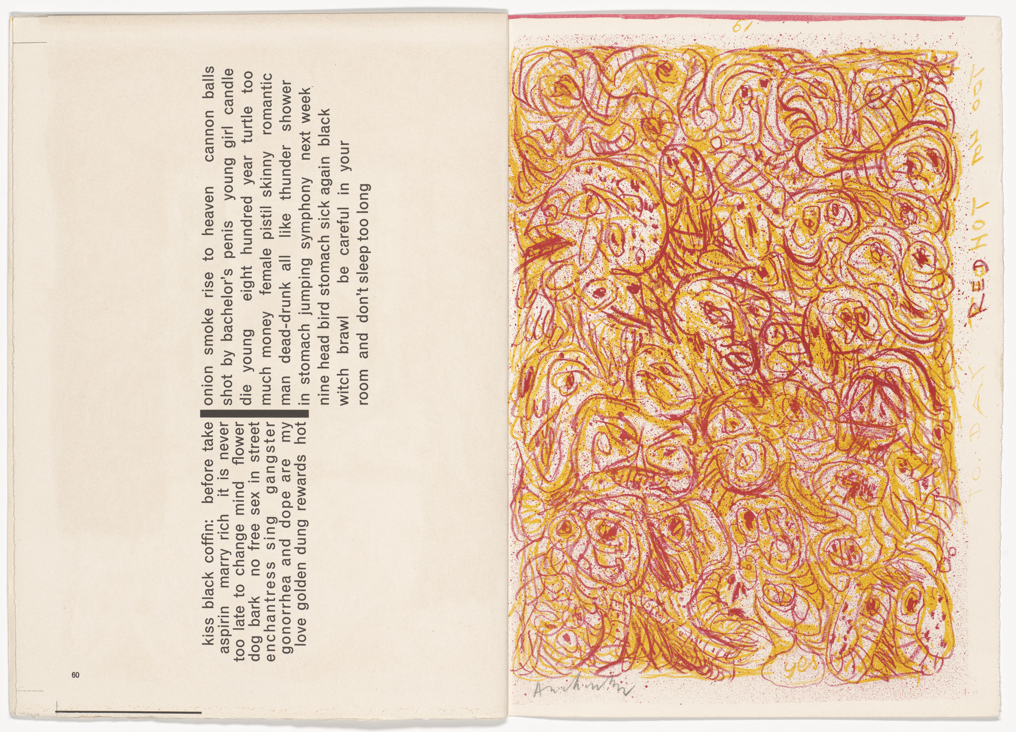 Pierre Alechinsky. Plate (page 61) from 1¢ Life
