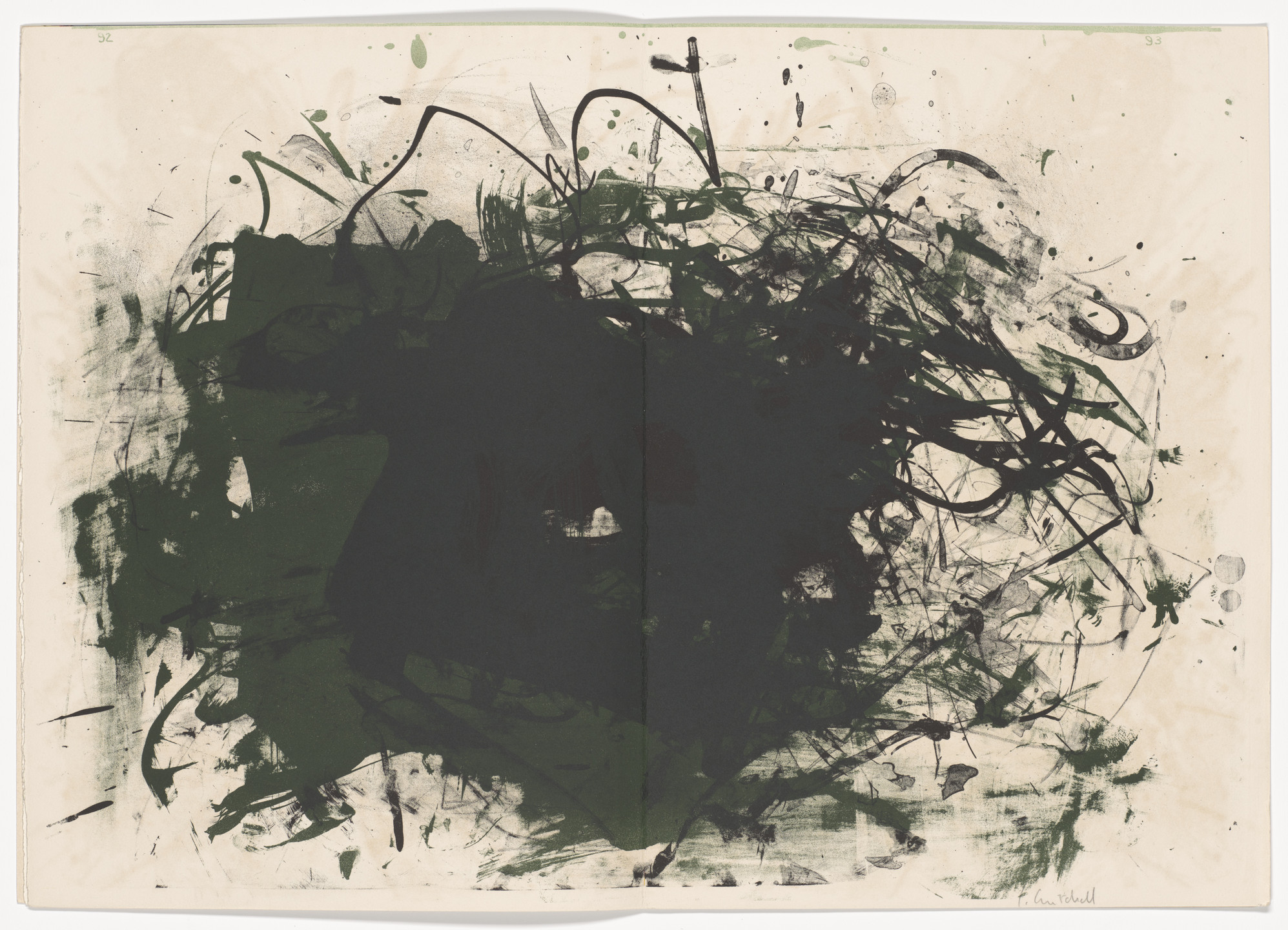Joan Mitchell. Double page plate (pages 92 and 93) from 1¢ Life. 1964