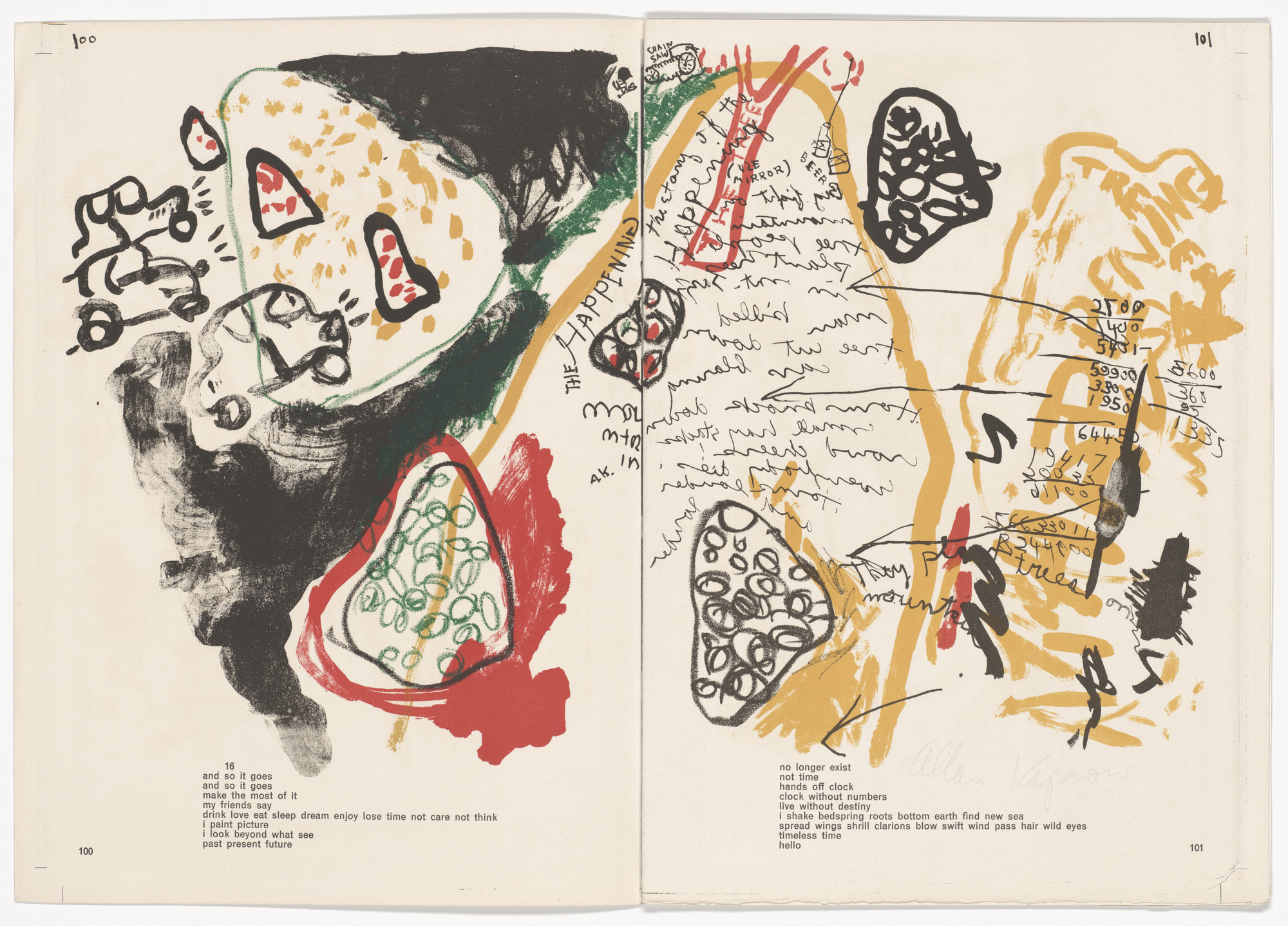 Allan Kaprow. Double page in-text plate (pages 100 and 101) from 1¢ Life. 1964
