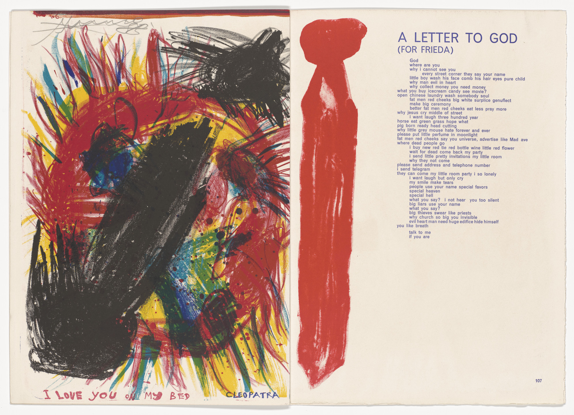 Walasse Ting. Double page in-text plate (pages 106 and 107) from 1¢ Life. 1964