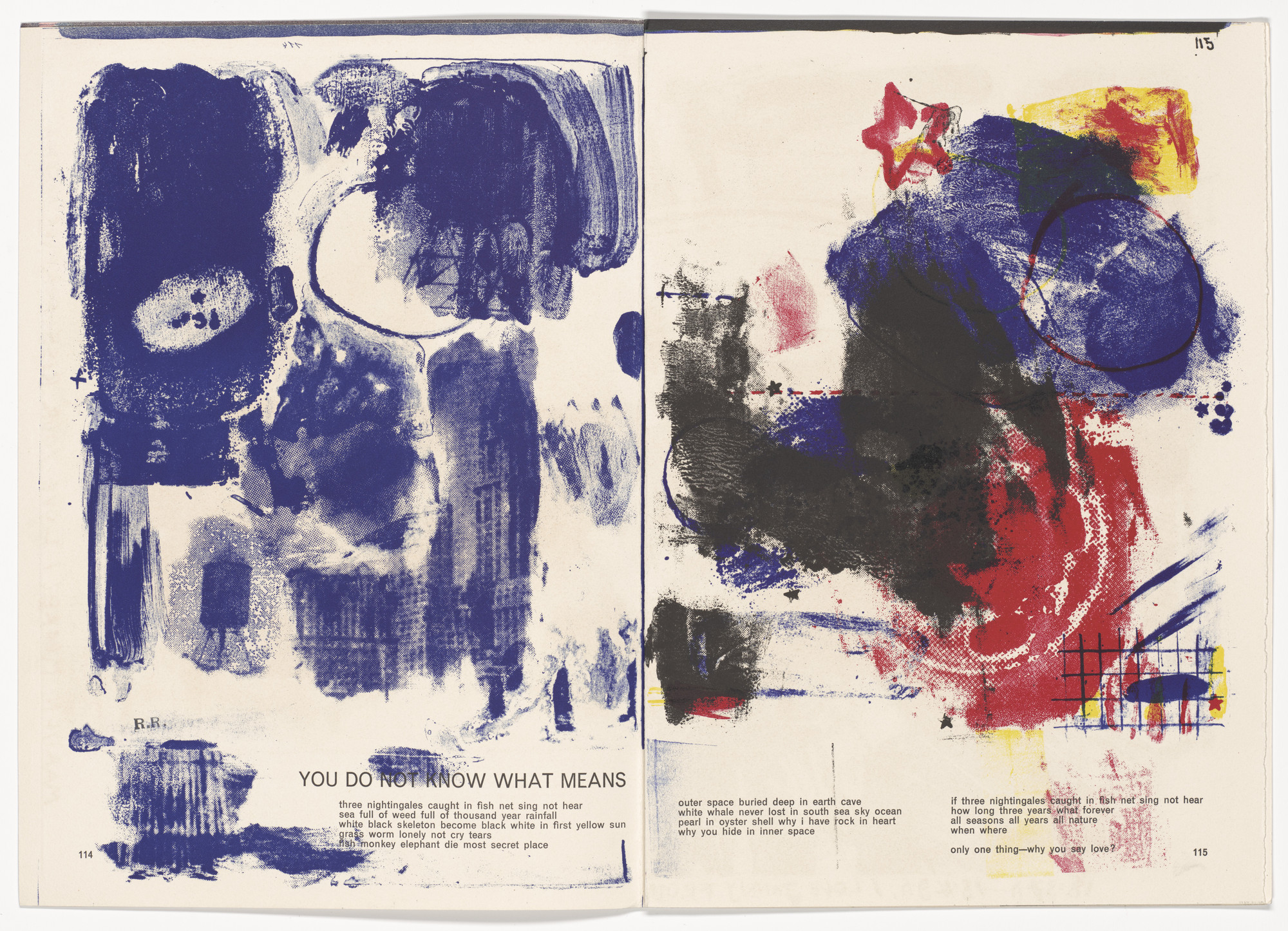 Robert Rauschenberg. Double page in-text plate (pages 114 and 115) from 1¢ Life
