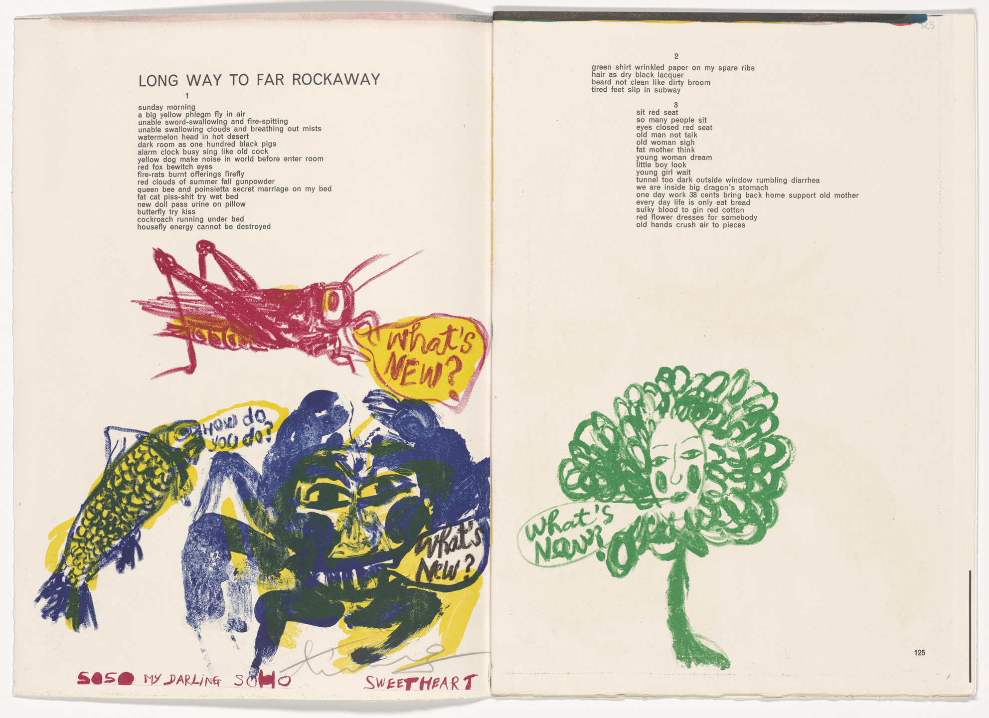 Walasse Ting. Double page in-text plate (pages 124 and 125) from 1¢ Life. 1964