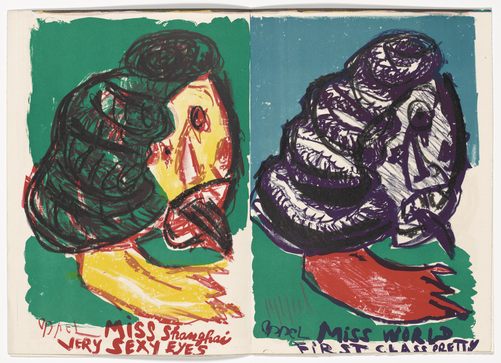 Karel Appel. Double page plate (pages 128 and 129) from 1¢ Life