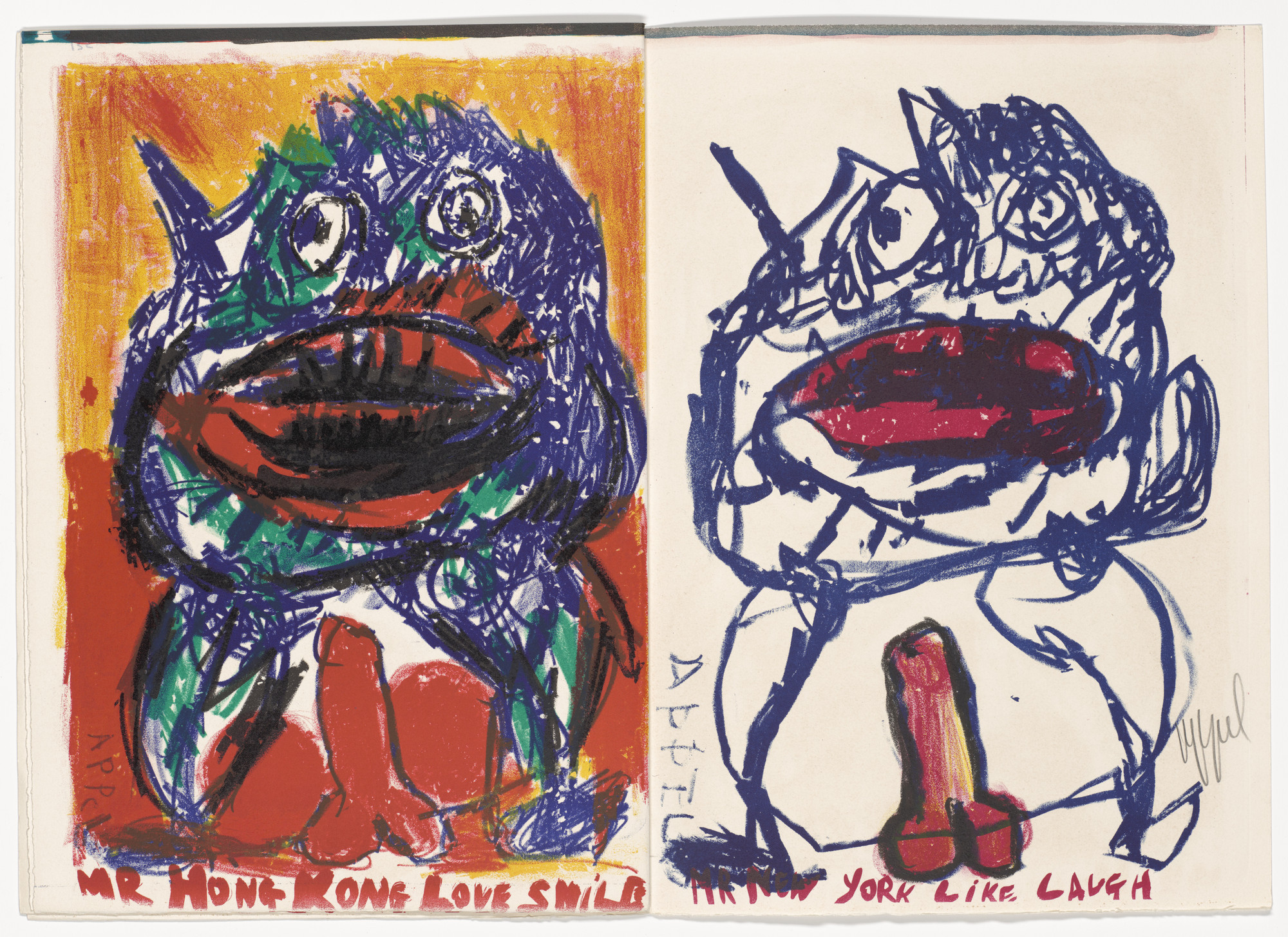 Karel Appel. Double page plate (pages 132 and 133) from 1¢ Life