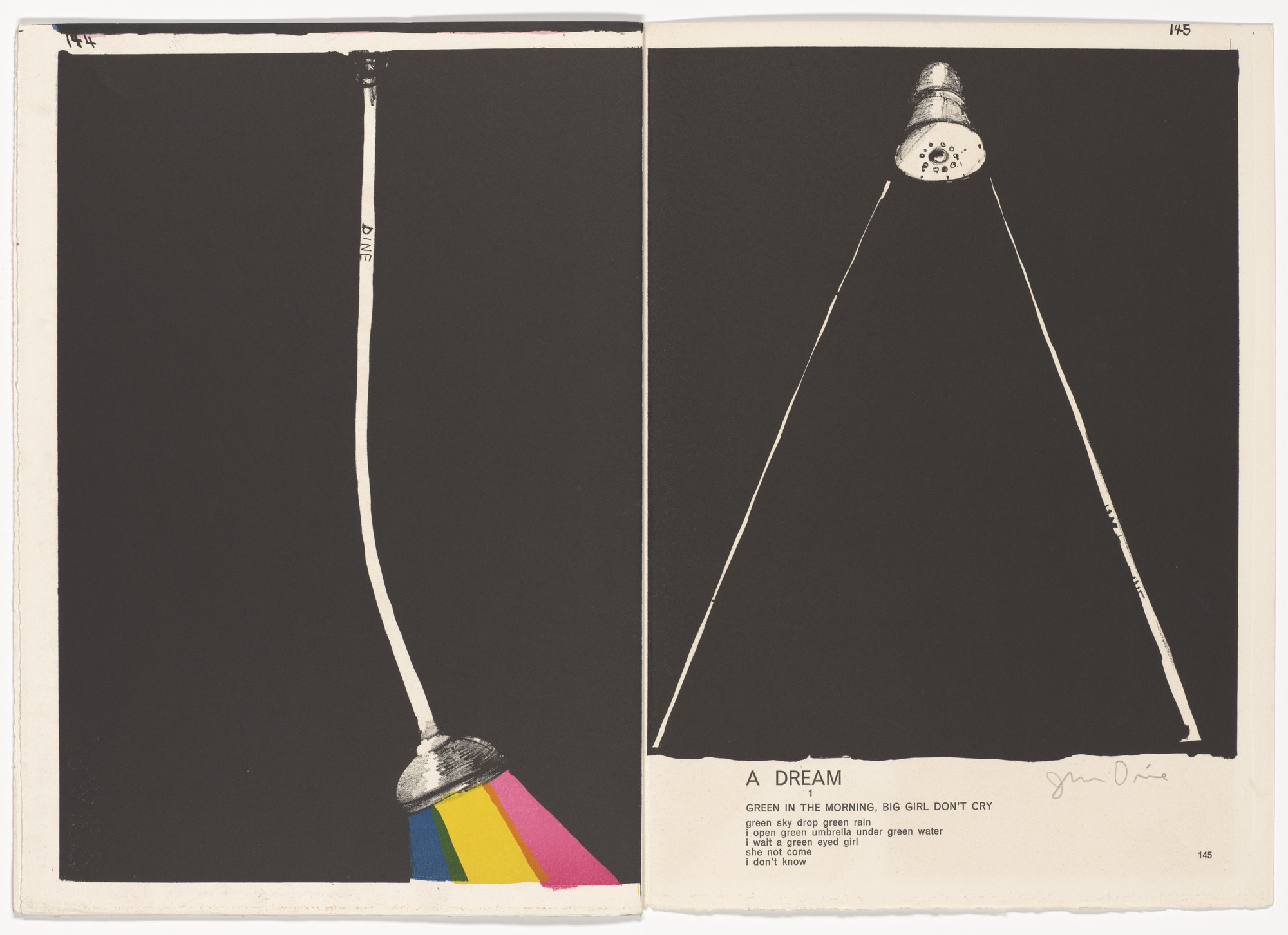 Jim Dine. Double page headpiece (pages 144 and 145) from 1¢ Life