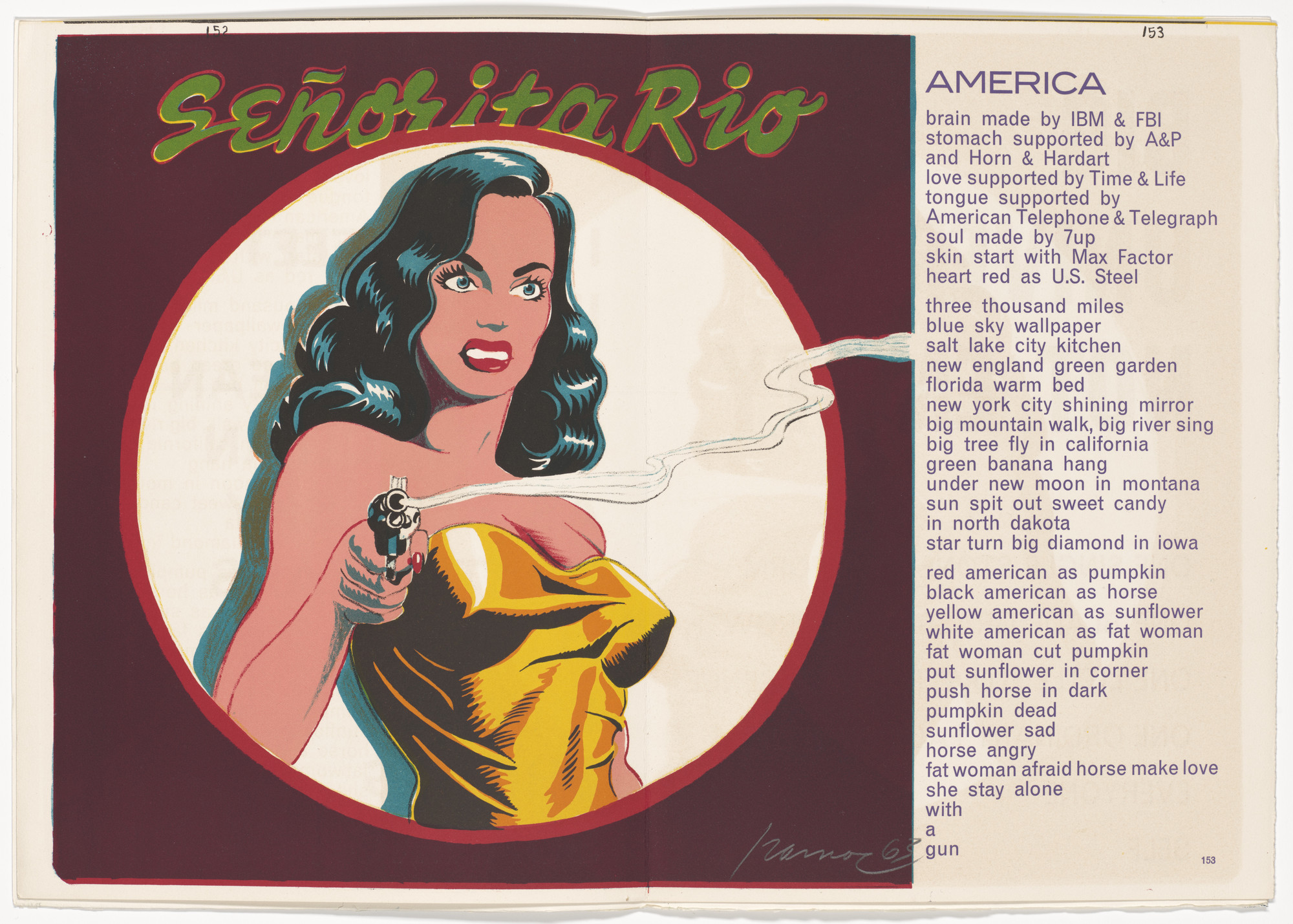Mel Ramos. Señoritario (double page in-text plate, pages 152 and 153) from 1¢ Life. 1963, published 1964