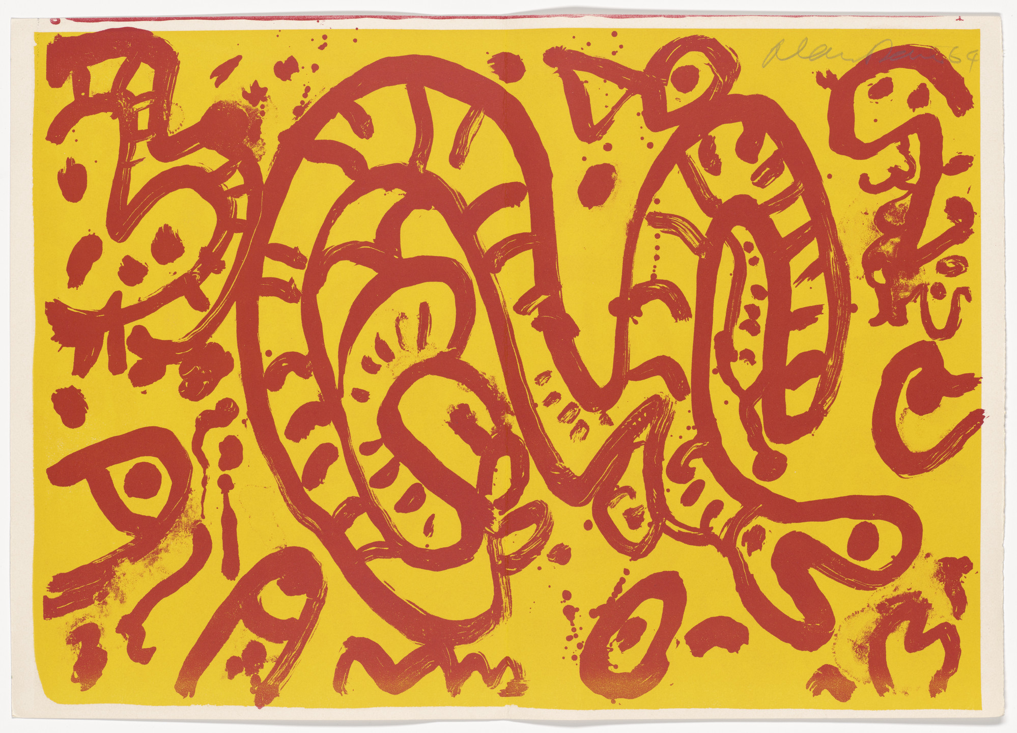 Alan Davie. Double page plate (page 1 and preceding page) from 1¢ Life. 1964