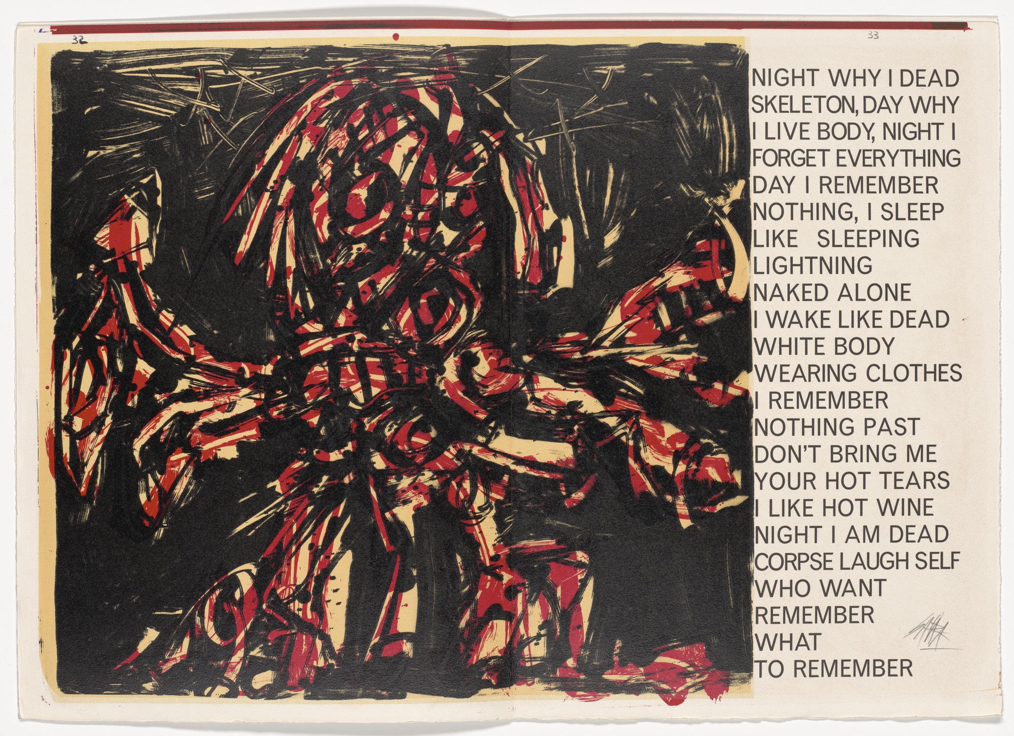 Antonio Saura. Crucifixion (double page in-text plate, pages 32 and 33) from 1¢ Life