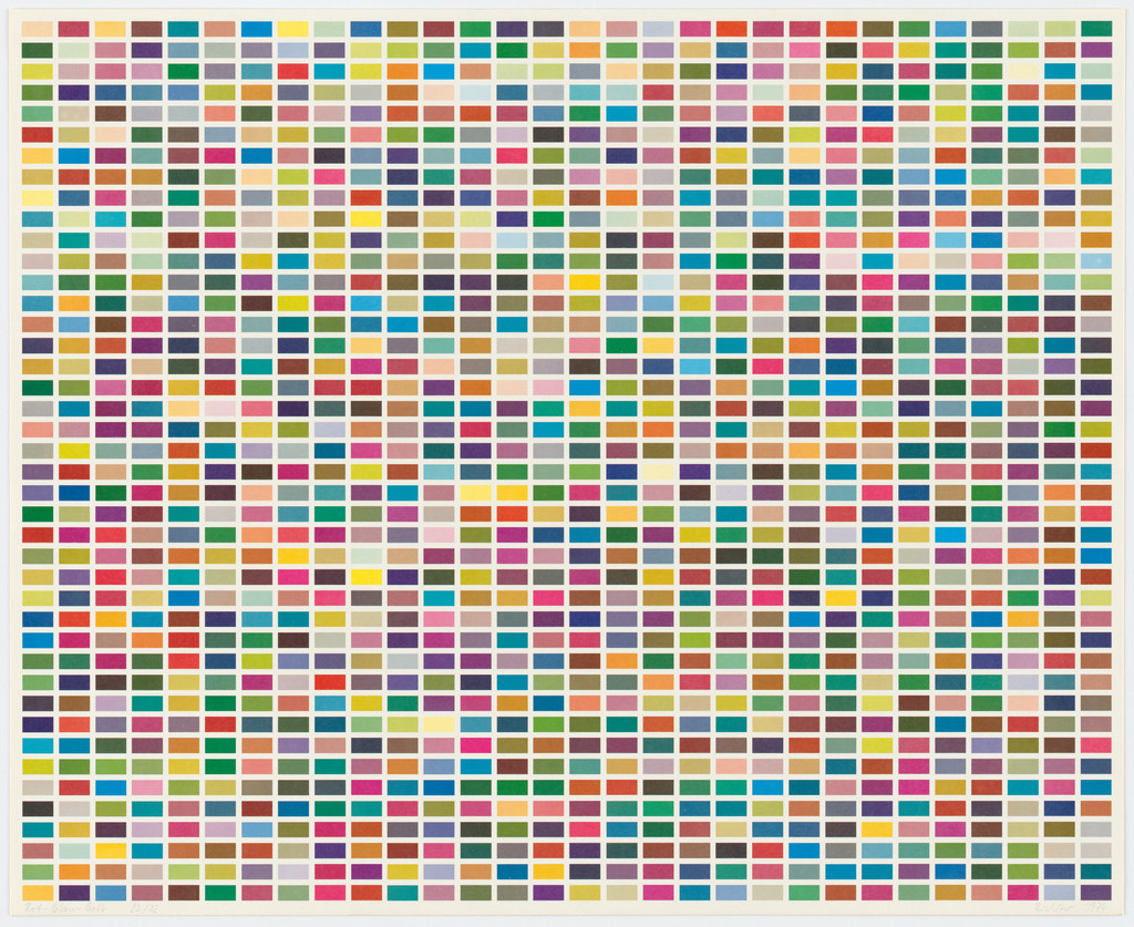 Blue-Red-Yellow (Blau-Rot-Gelb) from Color Fields: 6 Arrangements of 1260 Colors (Farbfelder: 6 Anordnungen von 1260 Farben), Gerhard Richter, 1974