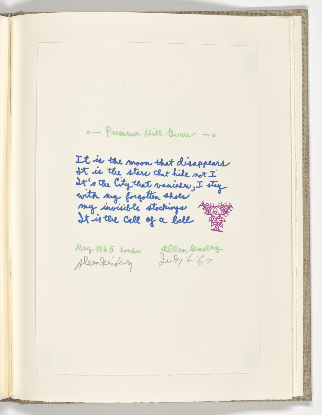 Allen Ginsberg. Primrose Hill Guru (folio 12) from Stamped Indelibly. 1967