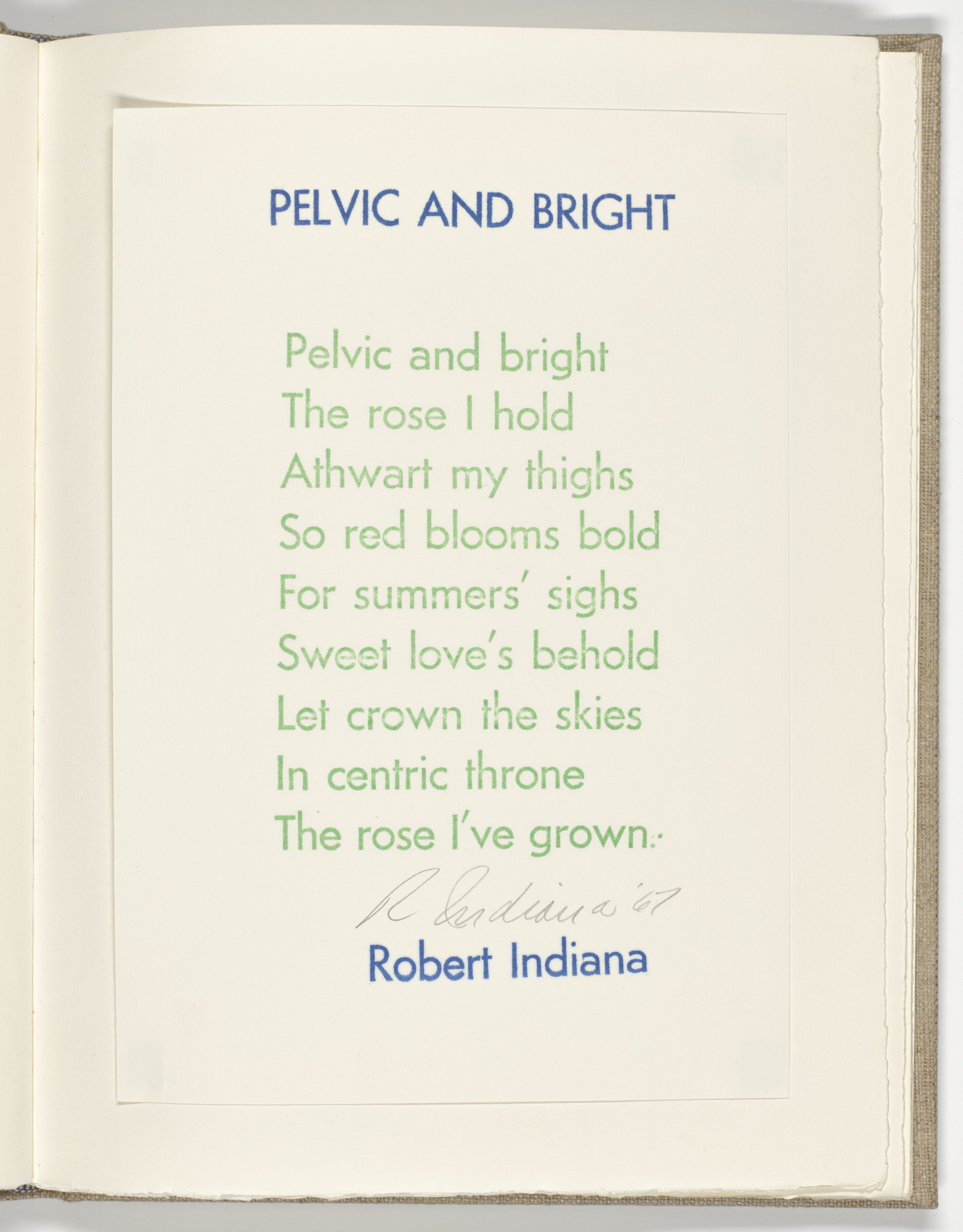 Robert Indiana. Pelvic and Bright (folio 5) from Stamped Indelibly