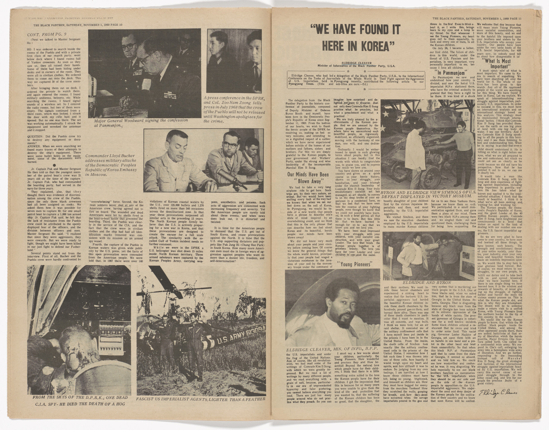 Emory Douglas. The Black Panther Newspaper, vol. 3, no. 28 (Bobby &amp; Huey: Politcal Prisoners of USA Fascism). 1969