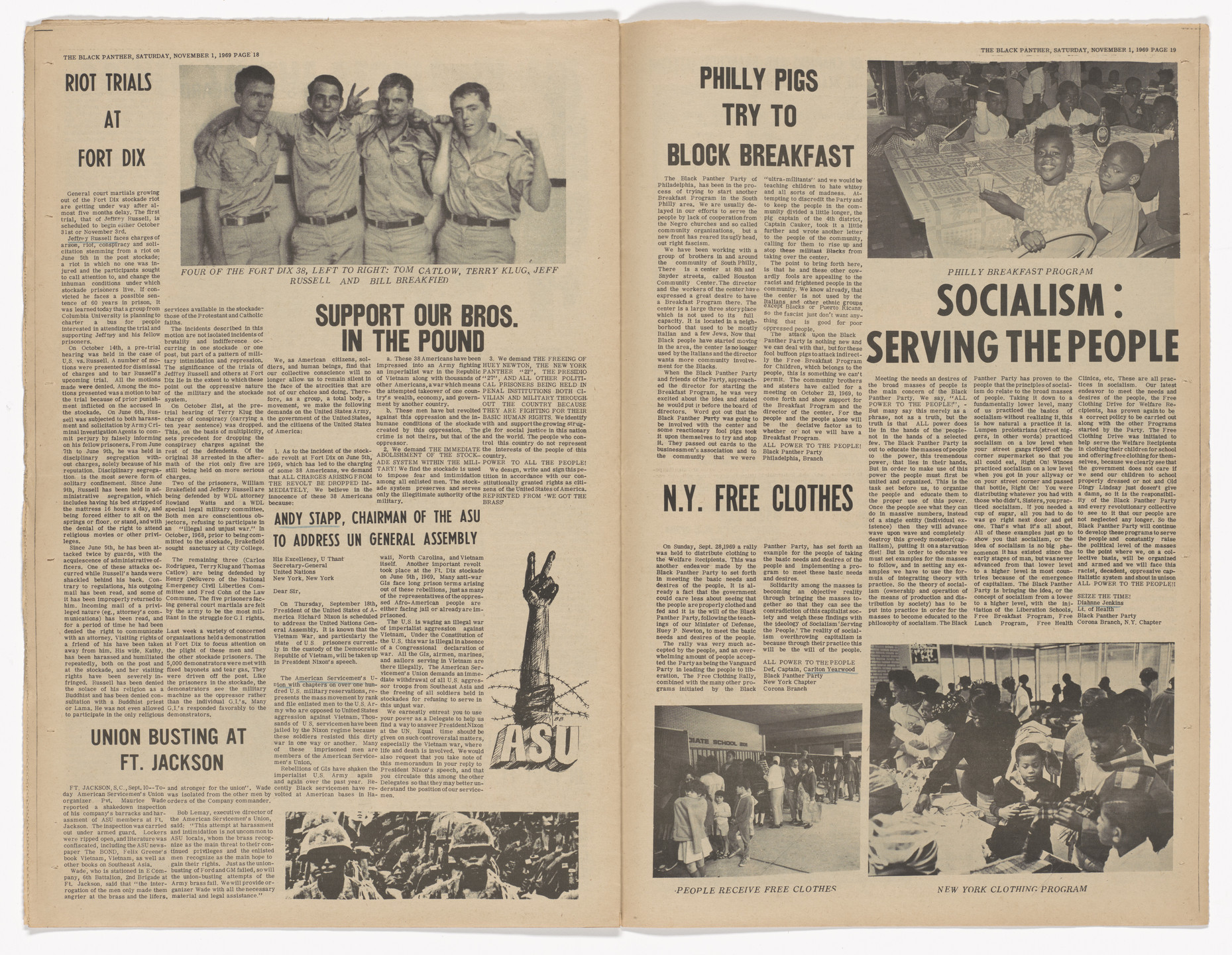 Emory Douglas. The Black Panther Newspaper, vol. 3, no. 28 (Bobby &amp; Huey: Politcal Prisoners of USA Fascism). 1969