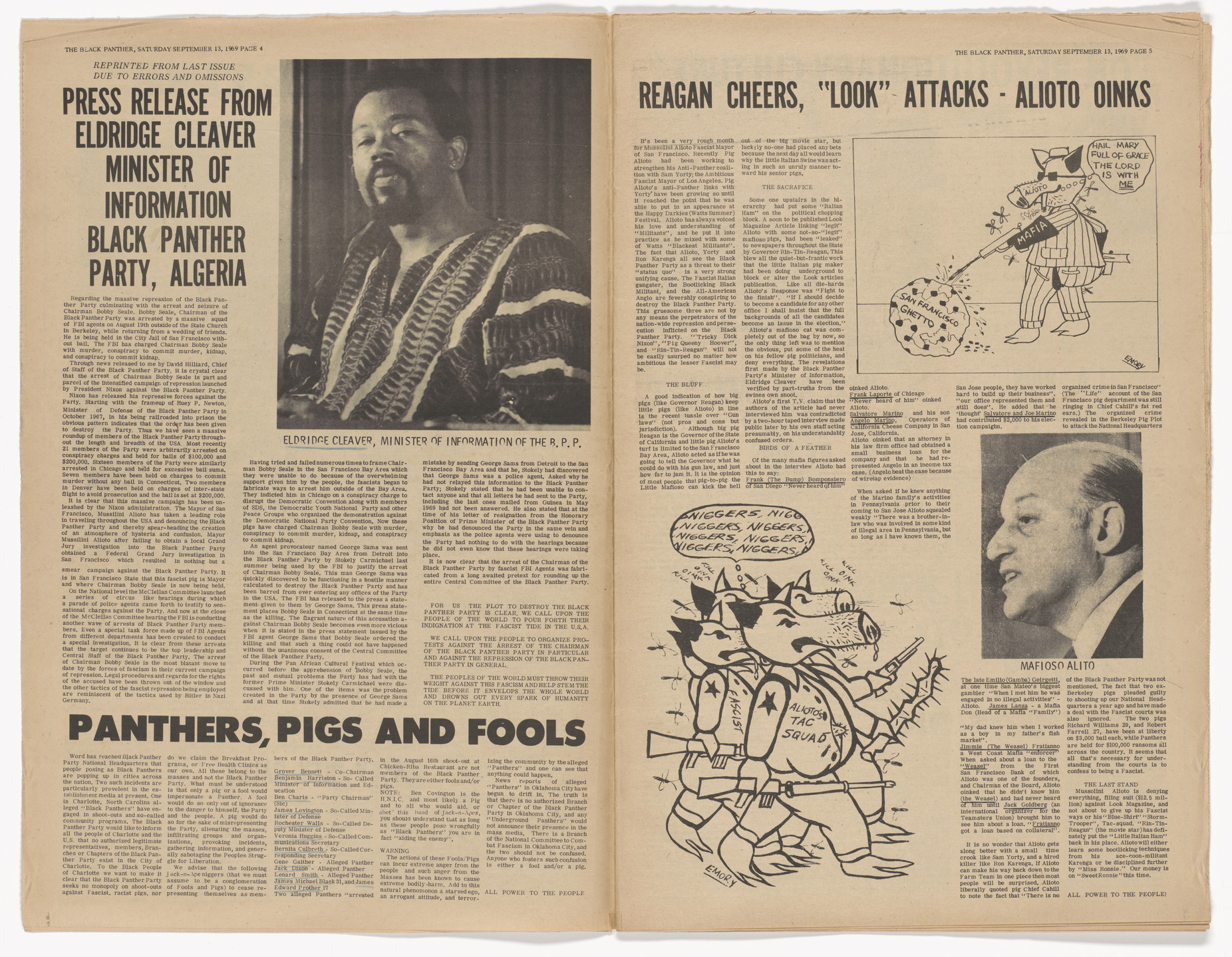 Emory Douglas. The Black Panther Newspaper, vol. 3, no. 21, Next victim of fascist frame up?. 1969
