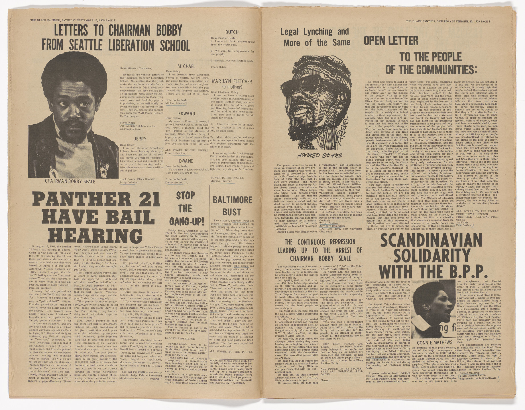 Emory Douglas. The Black Panther Newspaper, vol. 3, no. 21, Next victim of fascist frame up?. 1969