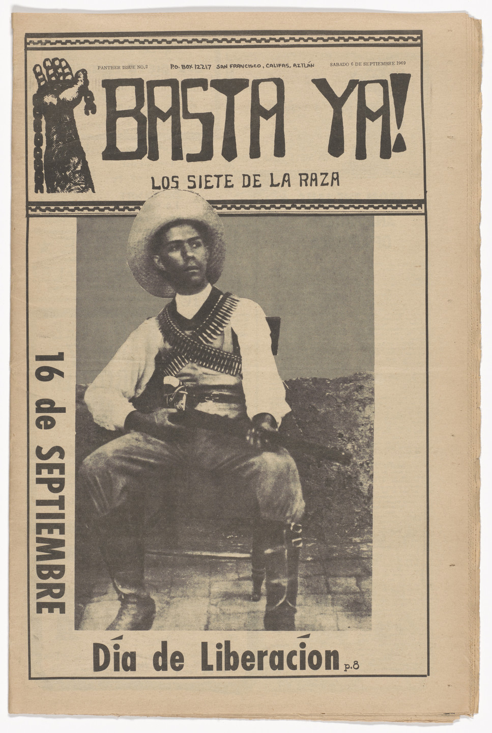 Emory Douglas, Yolanda Lopez. The Black Panther Newspaper, vol. 3, no. 20 (Huey Newton, Eldridge Cleaver, Bobby Seale). 1969