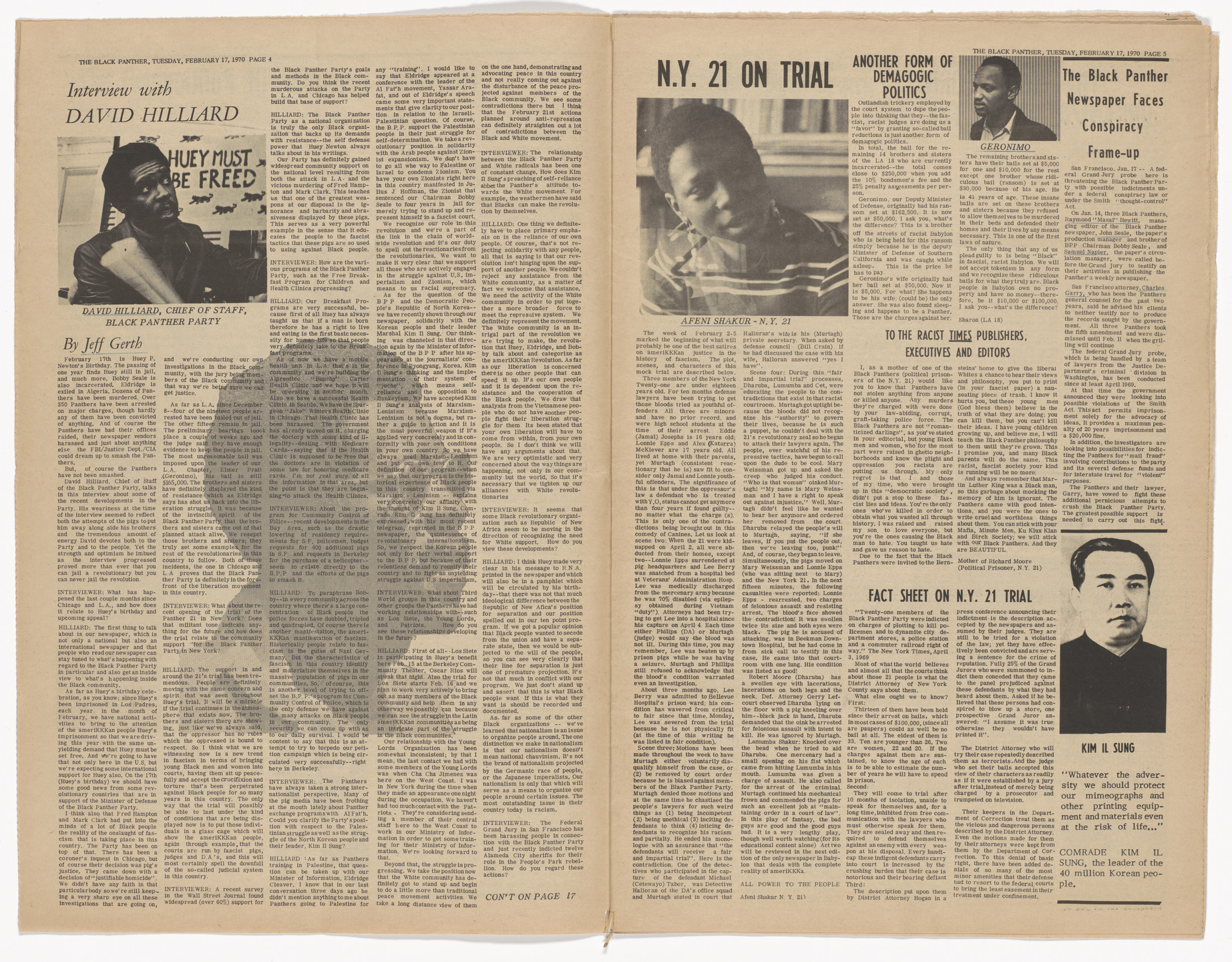 Emory Douglas. The Black Panther Newspaper, vol. 4, no.10 (Happy birthday Huey). 1970