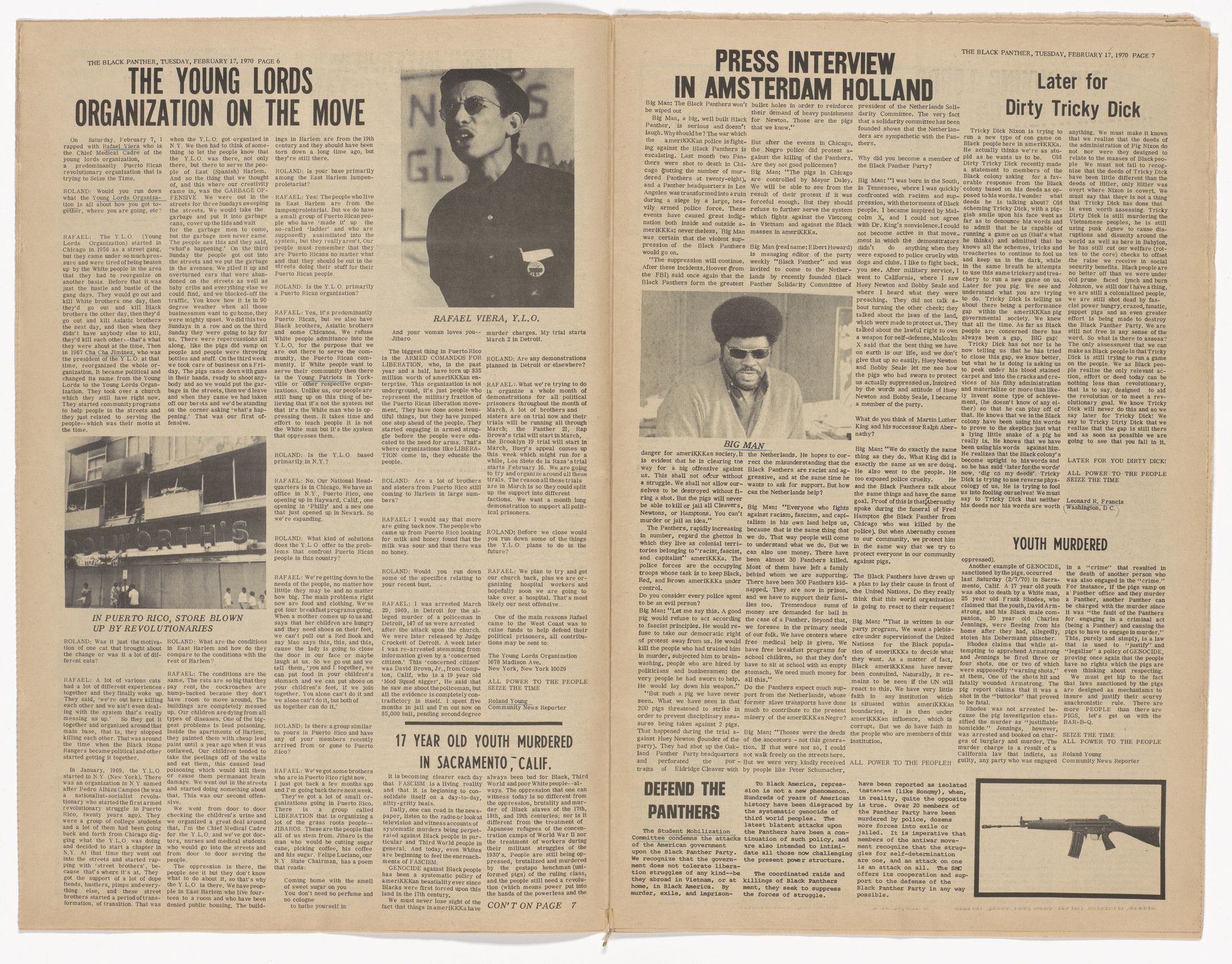Emory Douglas. The Black Panther Newspaper, vol. 4, no.10 (Happy birthday Huey). 1970