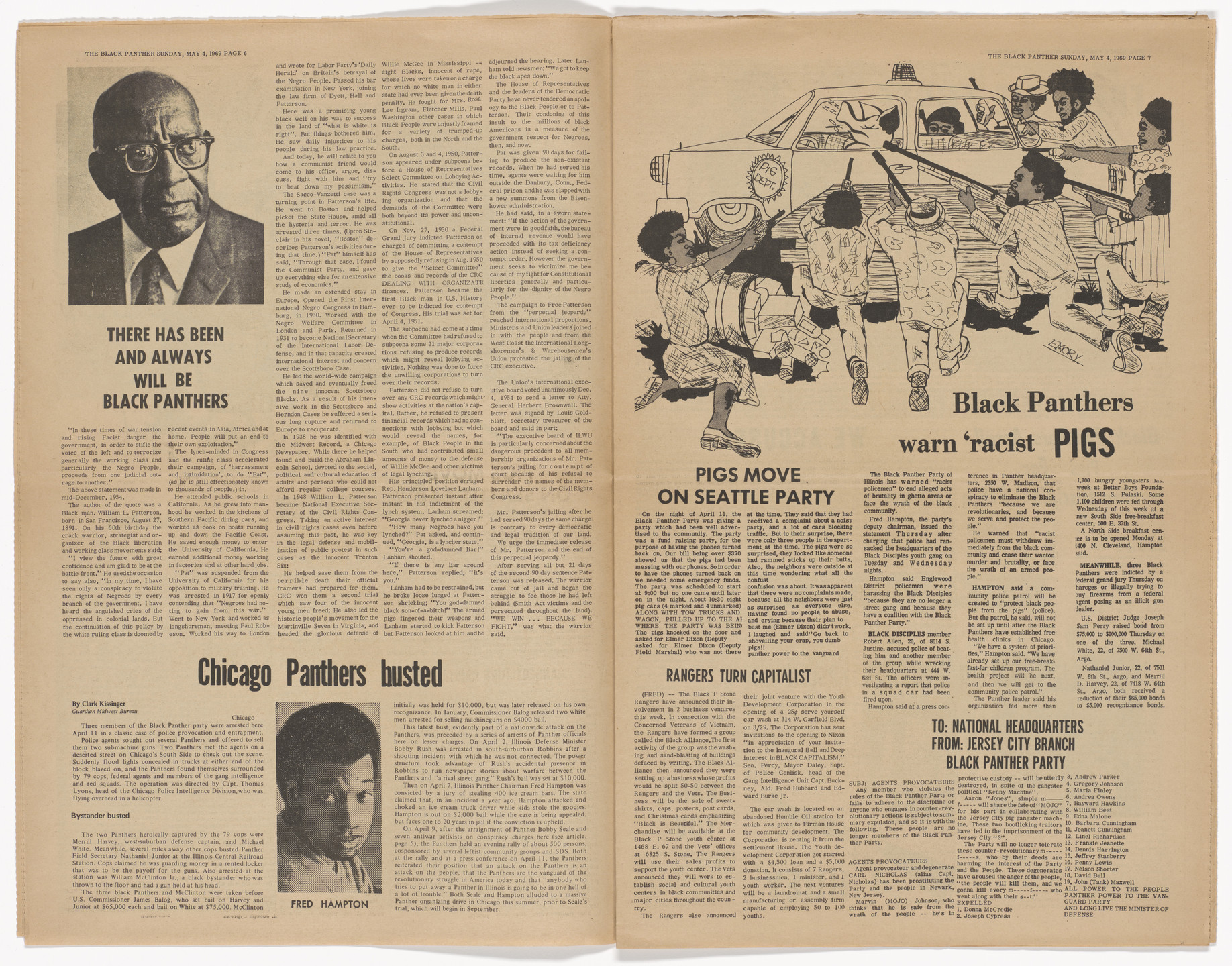 Emory Douglas. The Black Panther Newspaper, vol. 3, no. 2 (Free Huey). 1969