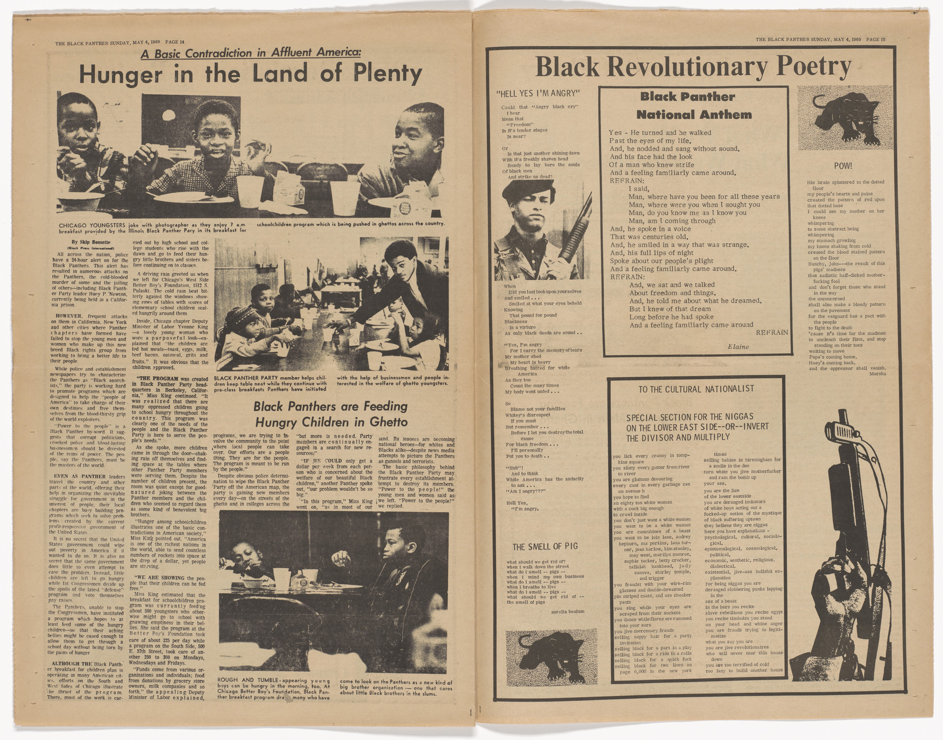 Emory Douglas. The Black Panther Newspaper, vol. 3, no. 2 (Free Huey). 1969