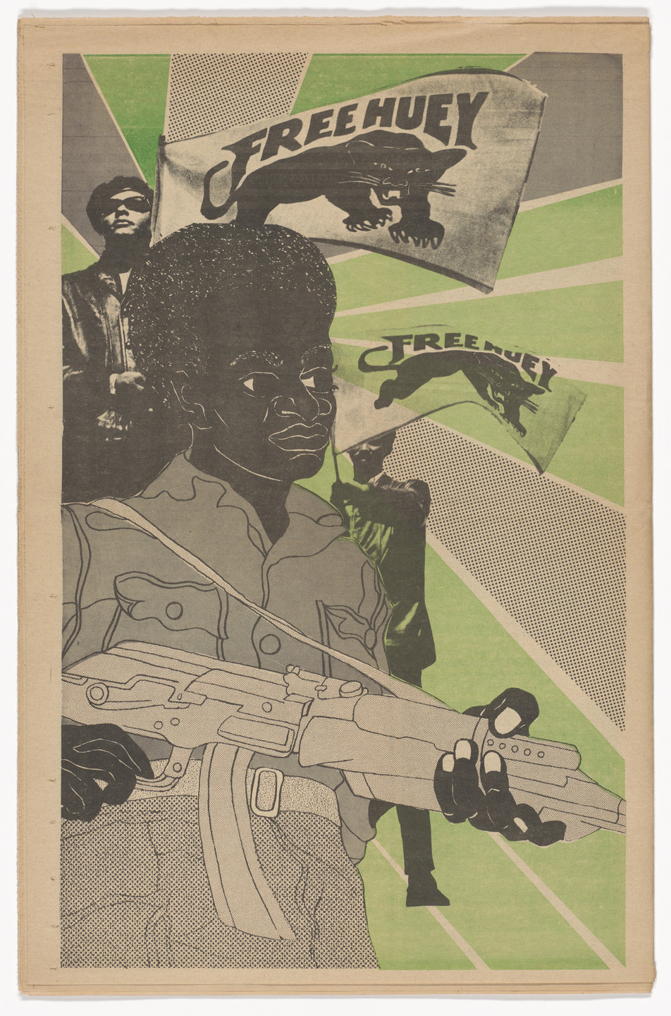 Emory Douglas. The Black Panther Newspaper, vol. 3, no. 2 (Free Huey). 1969